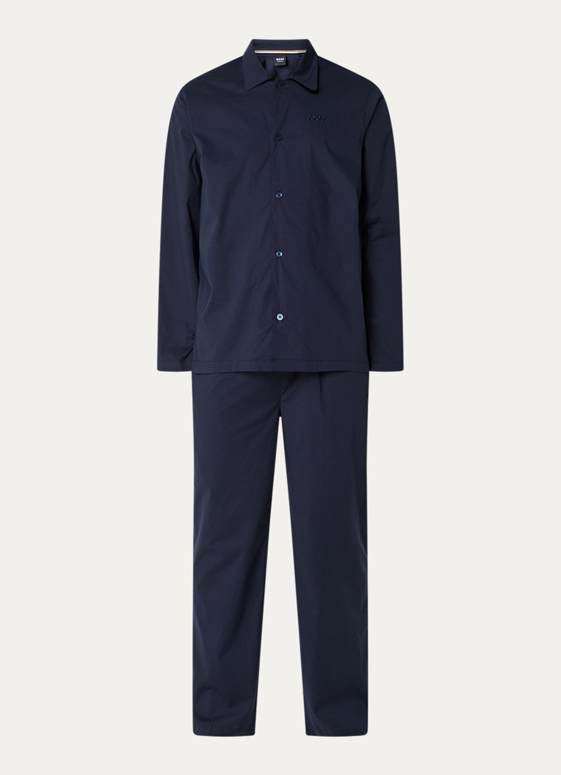 BOSS Chris pyjamaset met logo - voorkant donkerblauw