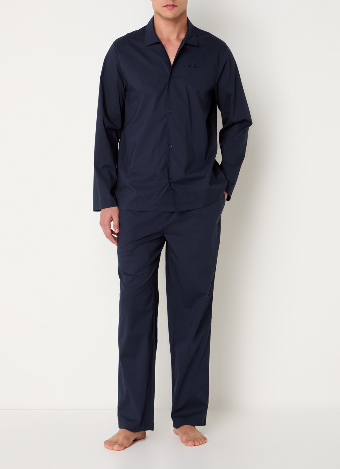 BOSS Chris pyjamaset met logo - voorkant 2 donkerblauw