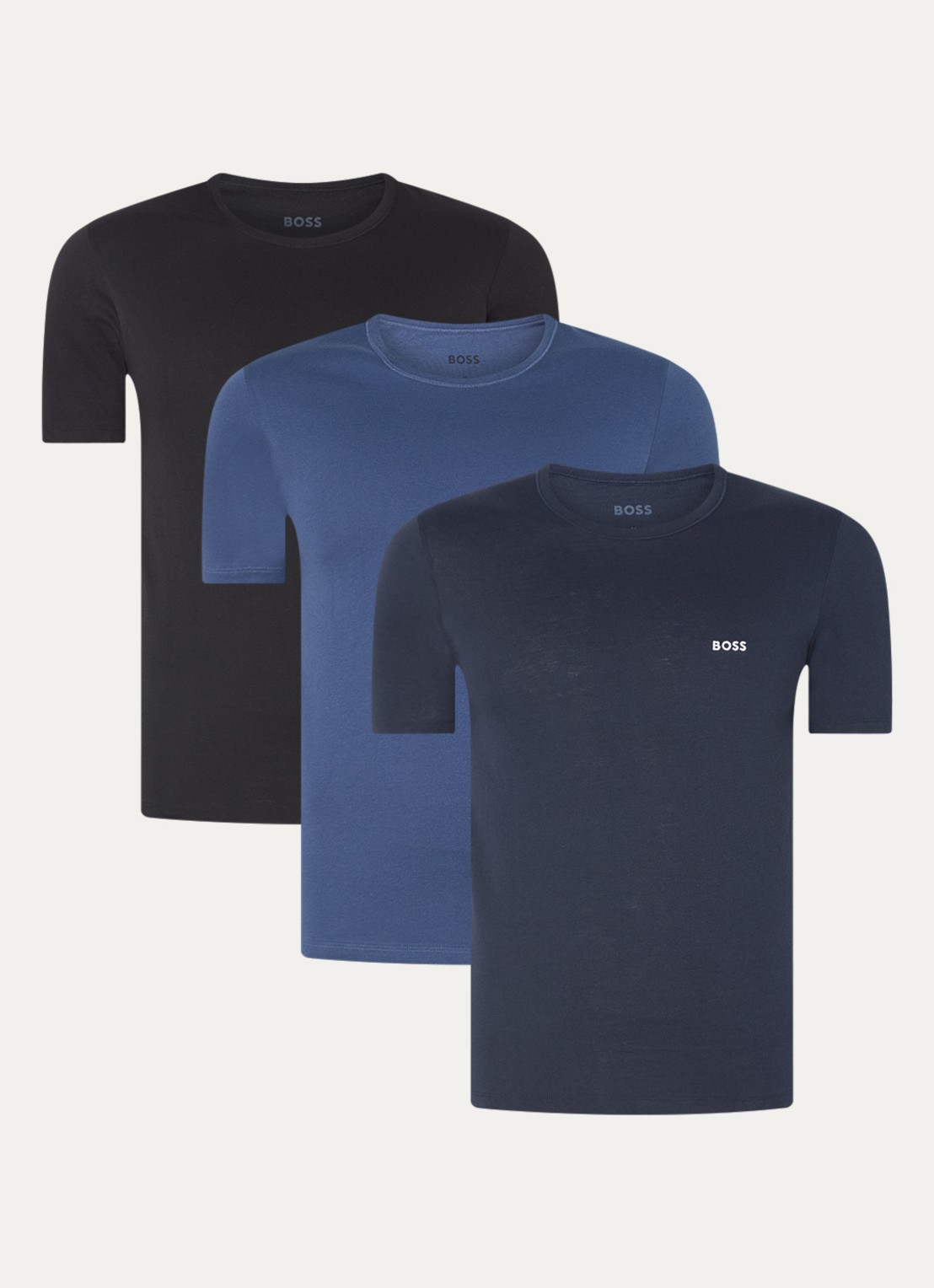 BOSS Classic T-shirt van  katoen in 3-pack - voorkant 2 zwart