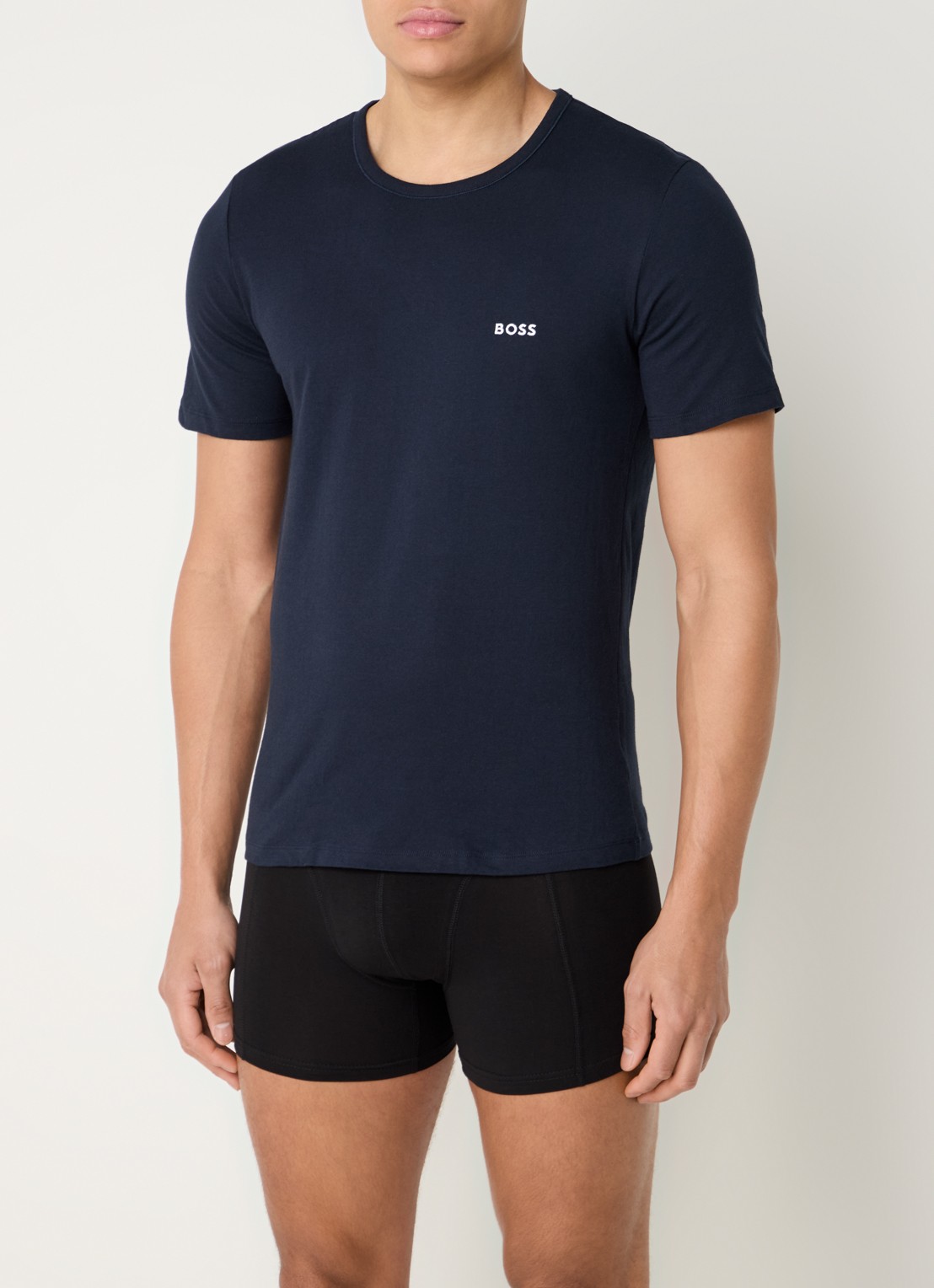 BOSS Classic T-shirt van  katoen in 3-pack - voorkant 4 blauw