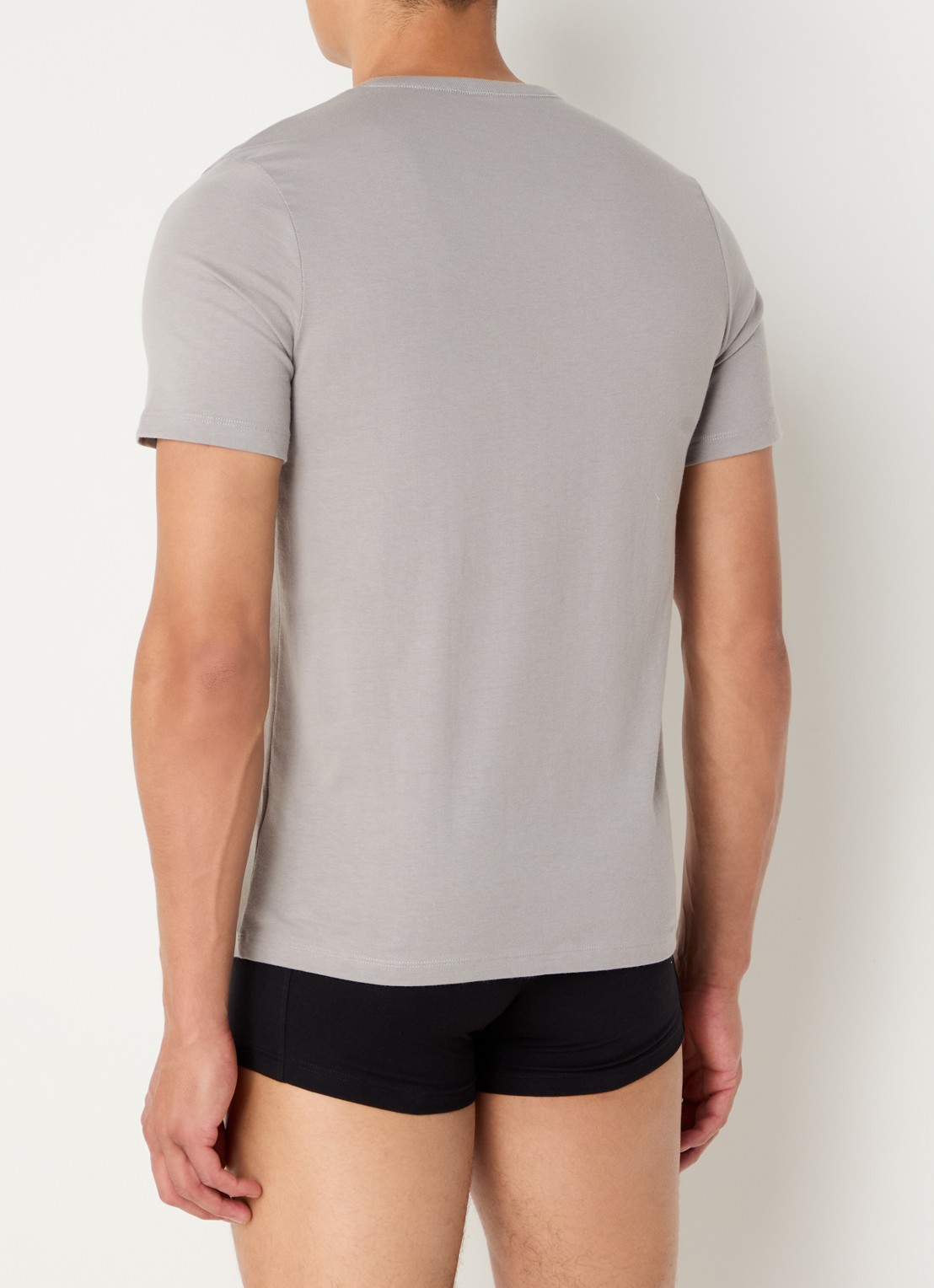 BOSS Classic T-shirt van  katoen in 3-pack - achterkant grijs
