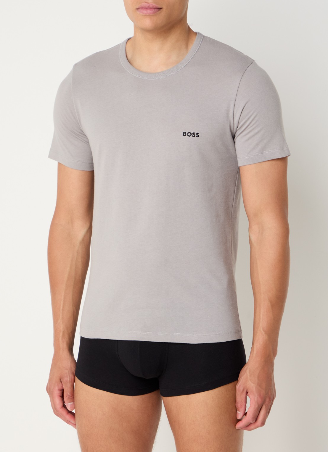 BOSS Classic T-shirt van  katoen in 3-pack - detail 4 grijs