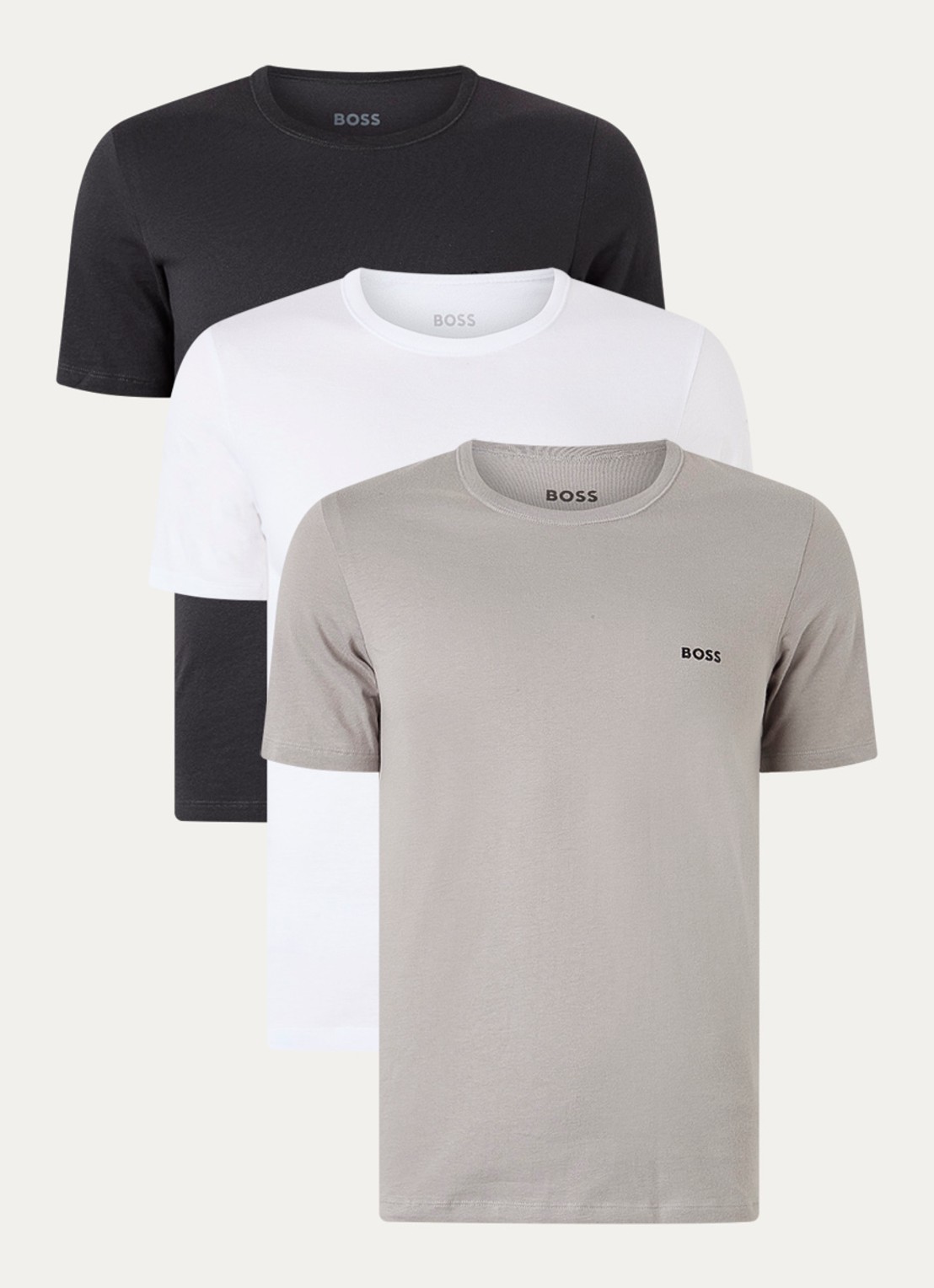 BOSS Classic T-shirt van  katoen in 3-pack - voorkant 2 grijs