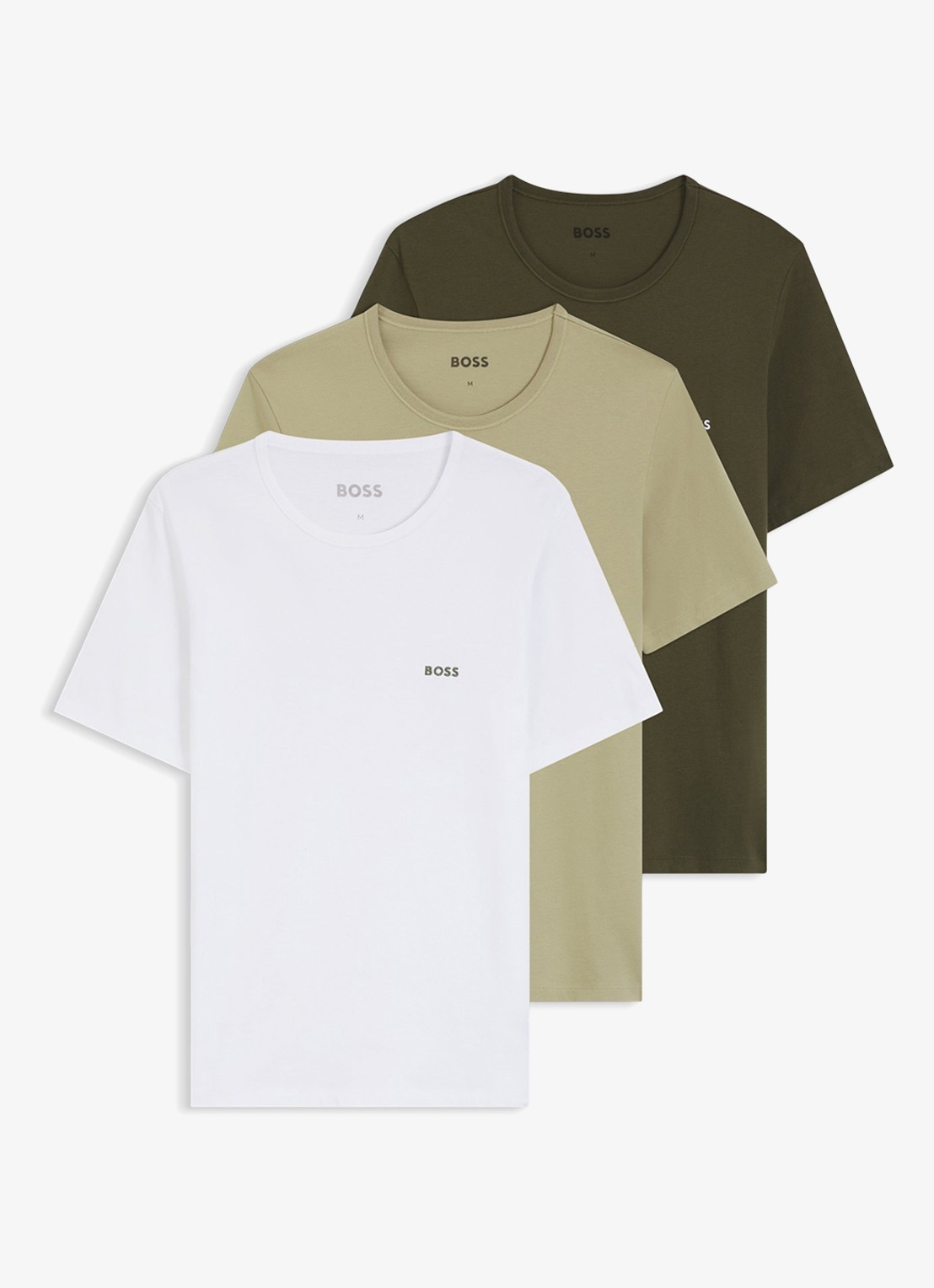 BOSS Classic T-shirt van  katoen in 3-pack - voorkant 2 geel