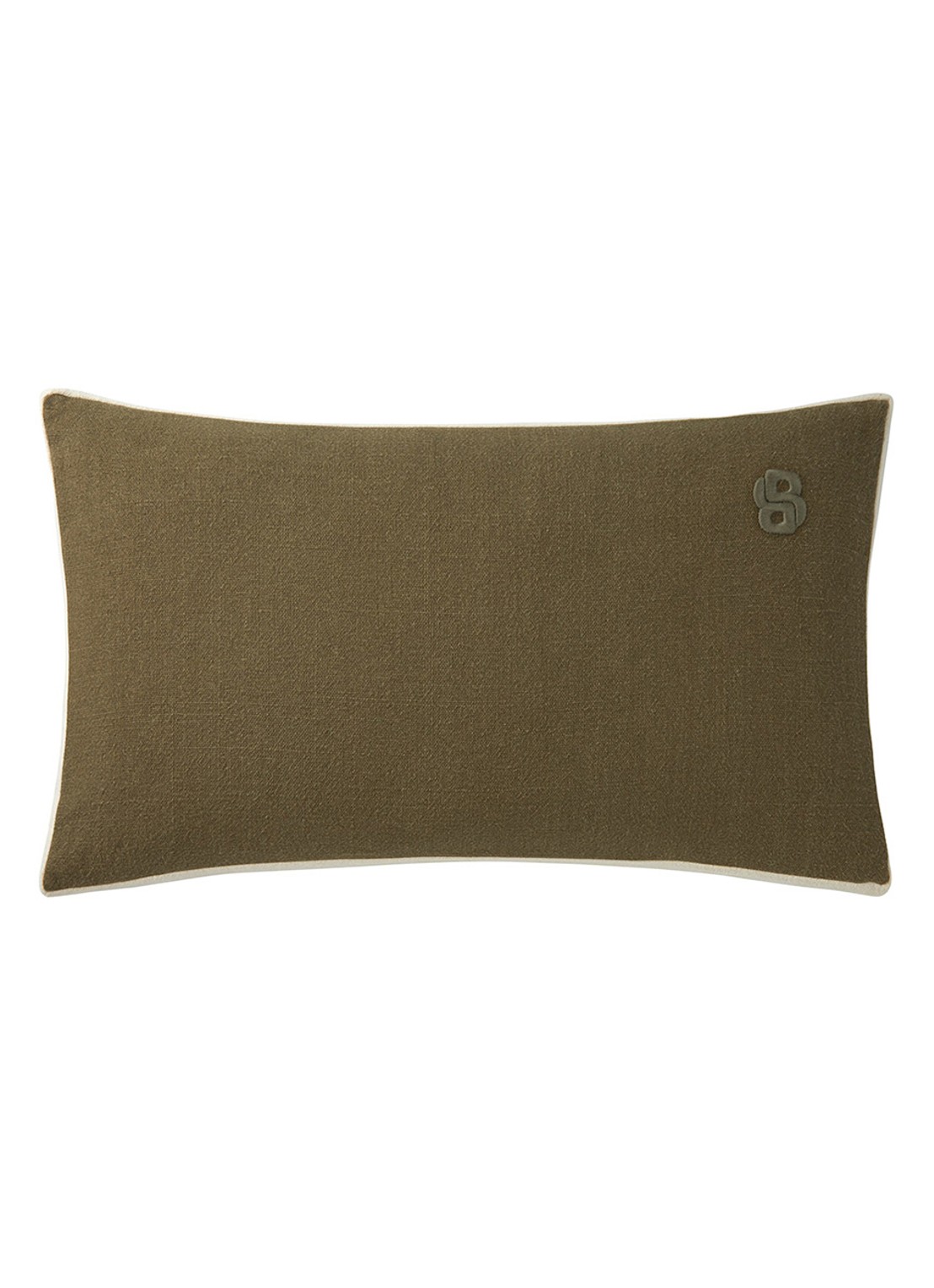 BOSS Clayton sierkussenhoes van linnen 31 x 55 cm - voorkant 4 bruin