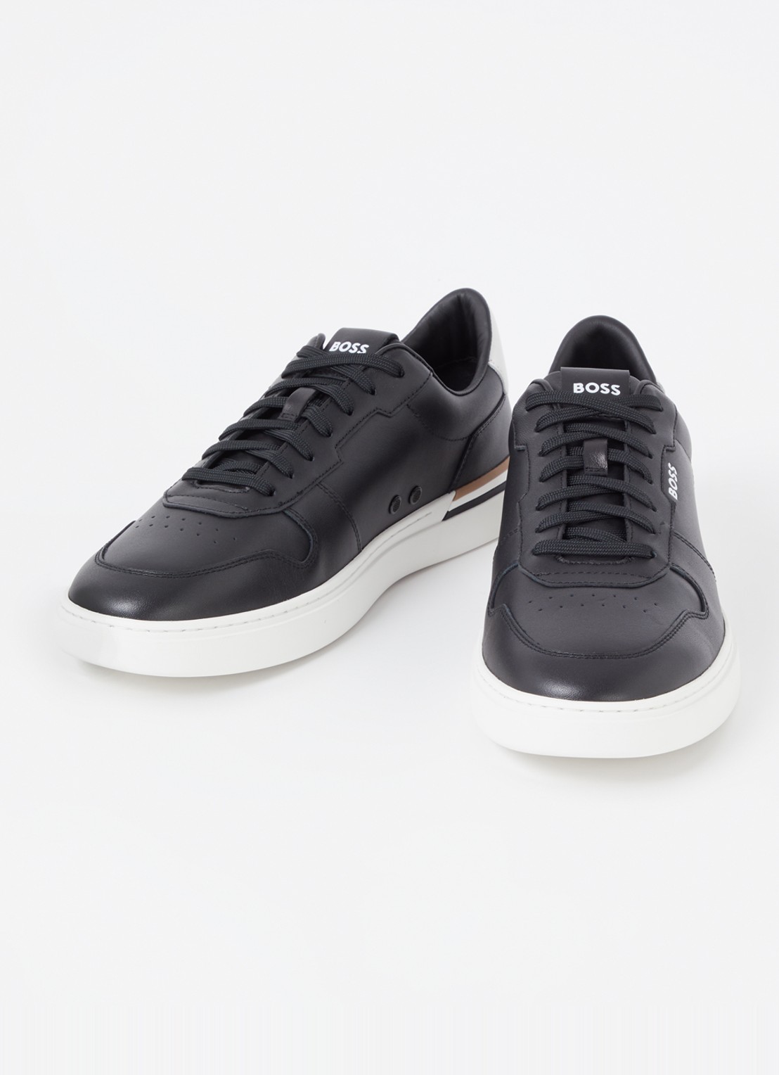 BOSS Clint sneaker van leer met logo - detail 3 zwart