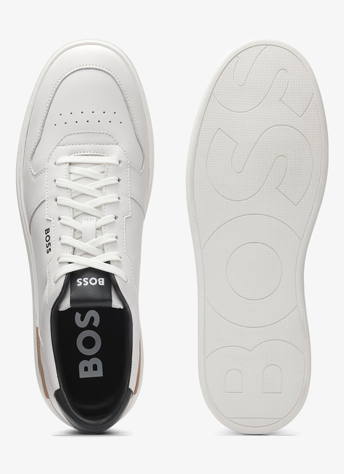 BOSS Clint sneaker van leer met logo - achterkant 9 wit