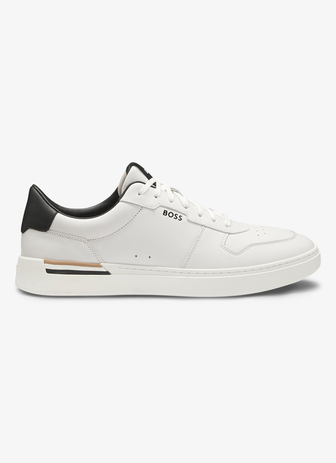 BOSS Clint sneaker van leer met logo - voorkant wit