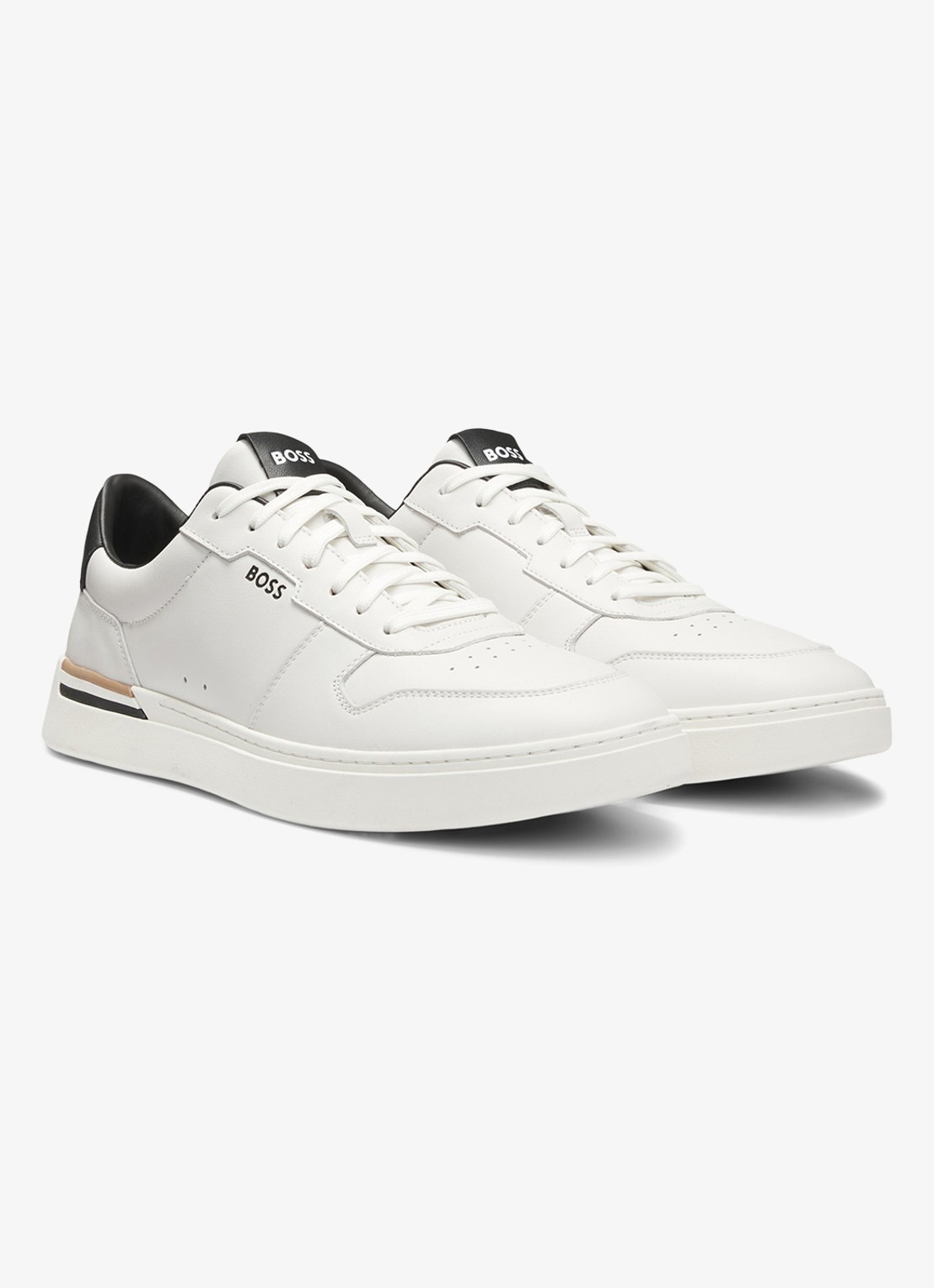 BOSS Clint sneaker van leer met logo - voorkant 2 wit