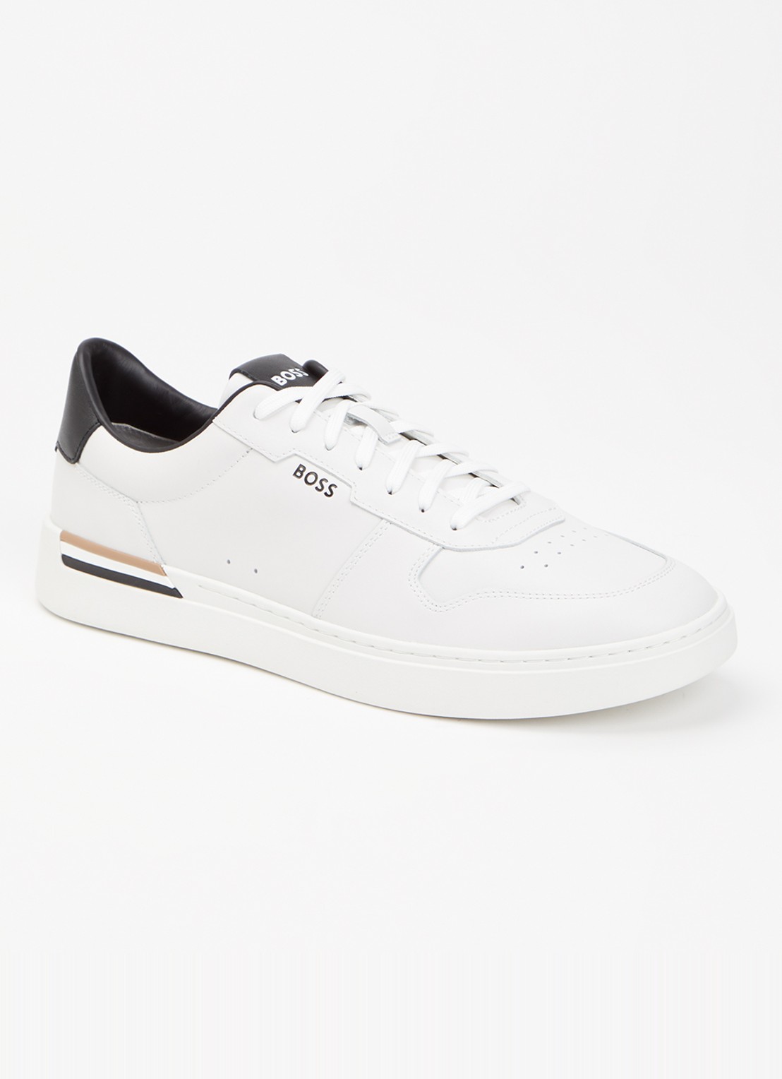 BOSS Clint sneaker van leer met logo - voorkant 3 wit