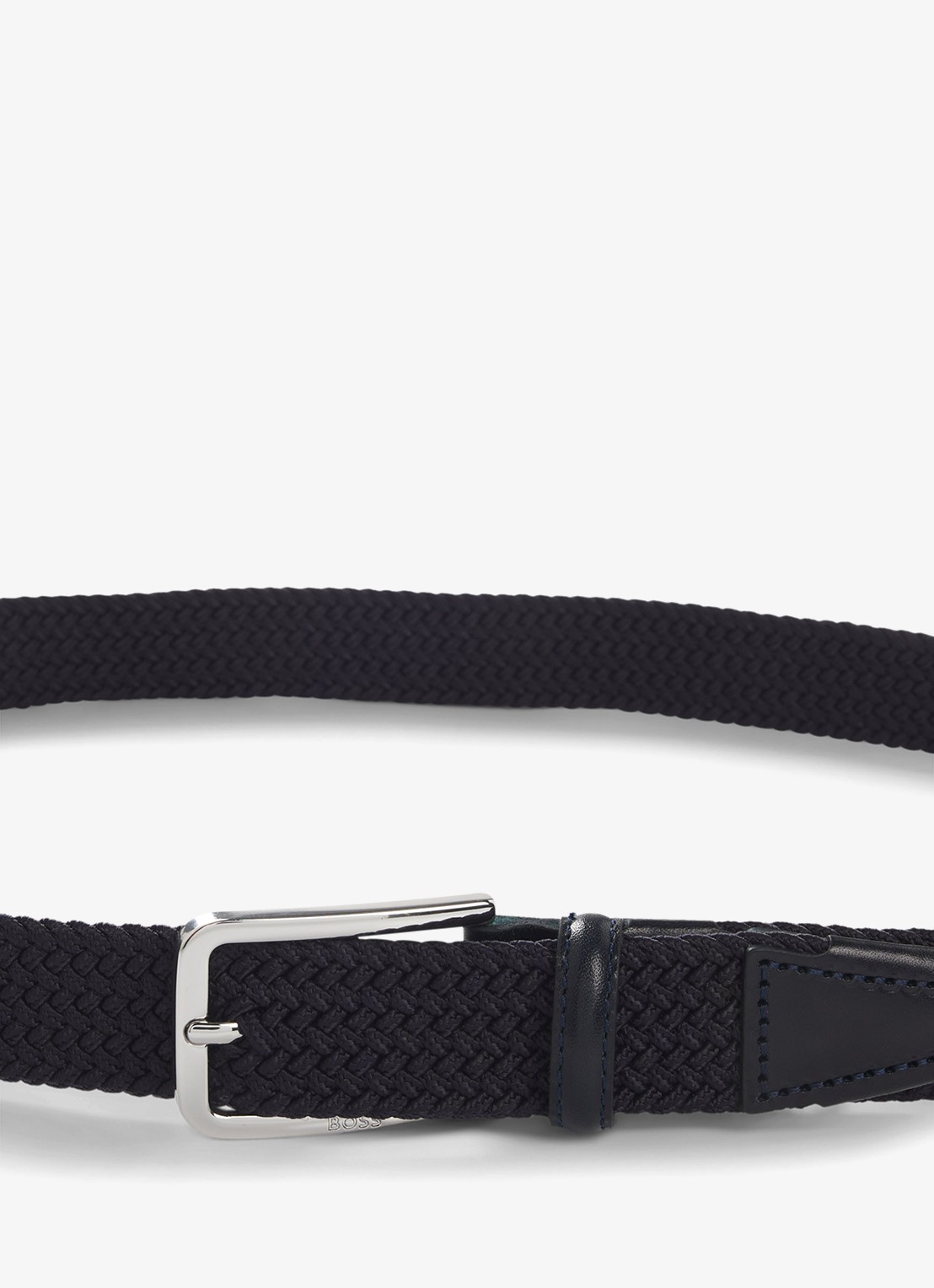 BOSS Clorio elastische riem met leren details - achterkant 5 donkerblauw