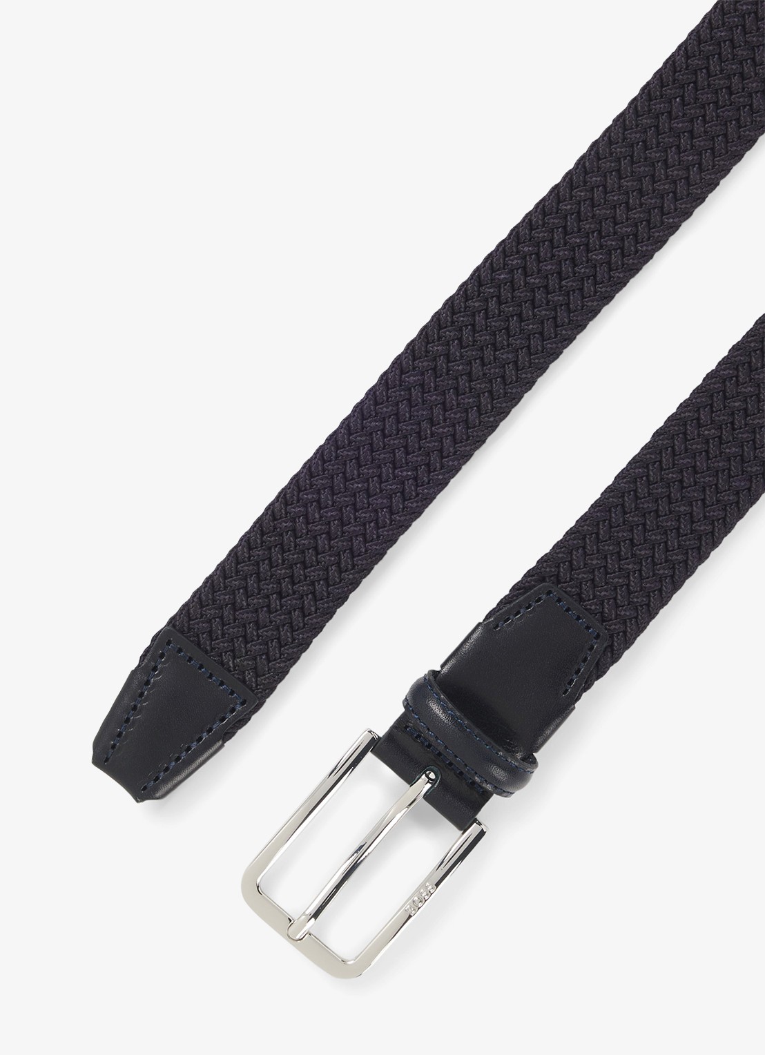 BOSS Clorio elastische riem met leren details - detail 4 donkerblauw