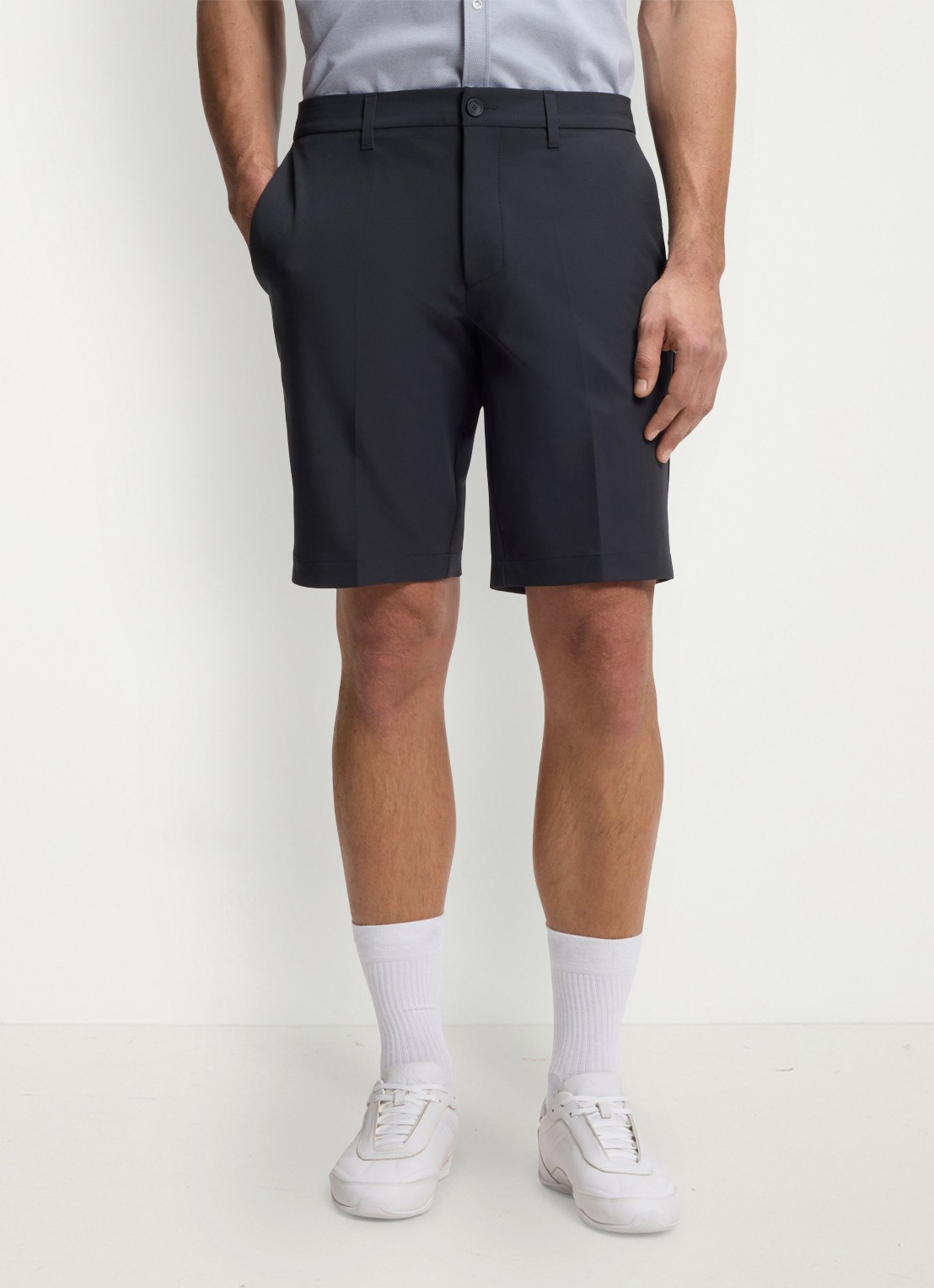 BOSS Commuter loose fit korte broek met steekzakken - detail 2 dark blue-402 / blauw