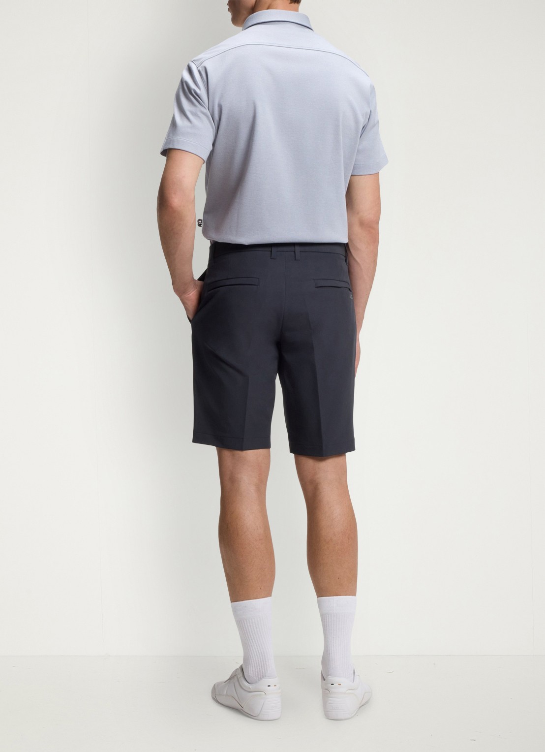 BOSS Commuter loose fit korte broek met steekzakken - detail 3 dark blue-402 / blauw