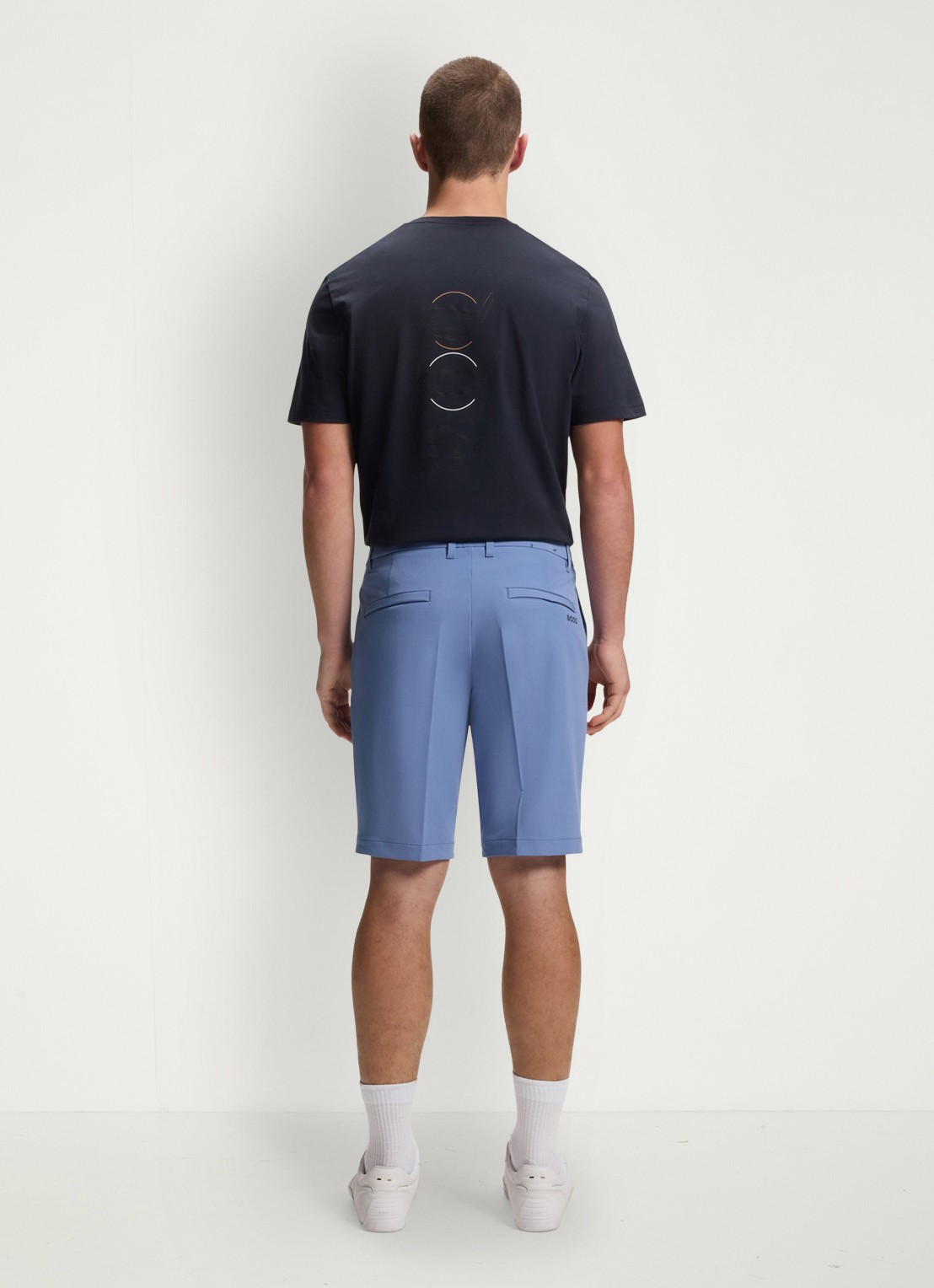 BOSS Commuter loose fit korte broek met steekzakken - achterkant 6 light/pastel blue-459 / blauw