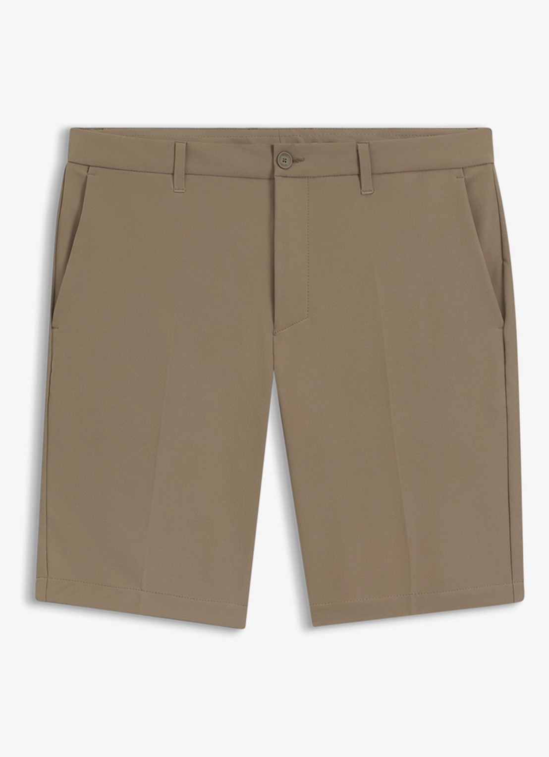 BOSS Commuter loose fit korte broek met steekzakken - voorkant 4 donkerbeige