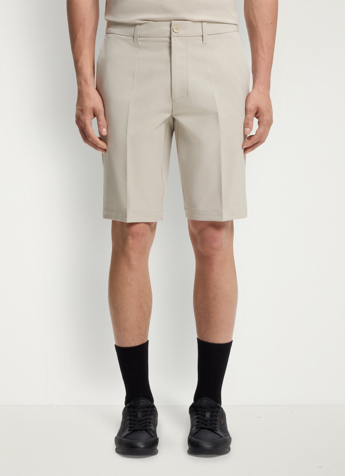 BOSS Commuter loose fit korte broek met steekzakken - detail light beige-271 / beige