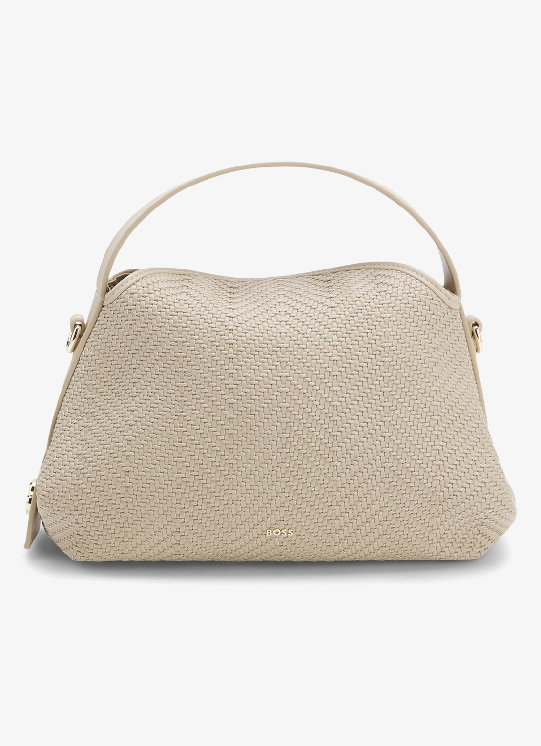 BOSS Crossbodytas met logo - voorkant beige