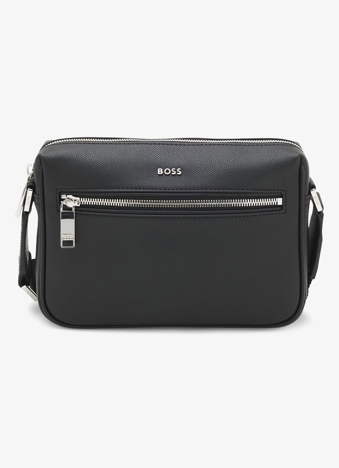 BOSS Crossbodytas met verstelbare schouderriem en logo - voorkant 2 zwart