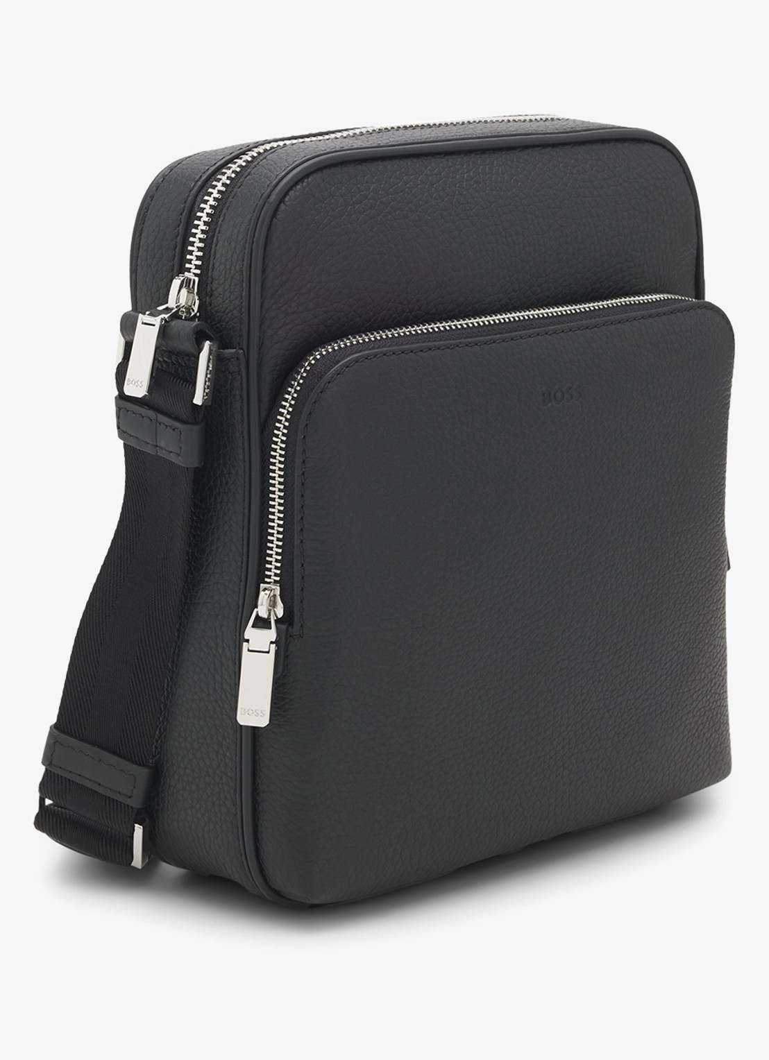 BOSS Crosstown crossbodytas van leer - detail 3 zwart