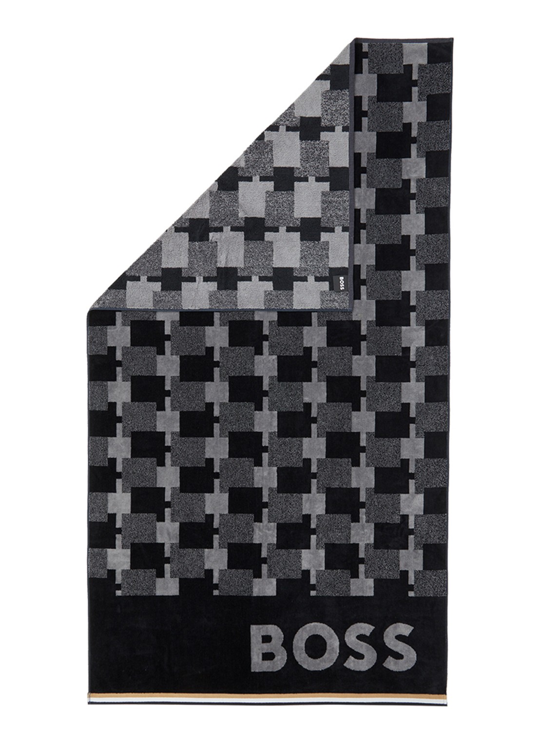 BOSS Cubo strandlaken - 90 x 160 cm - voorkant 3 zwart