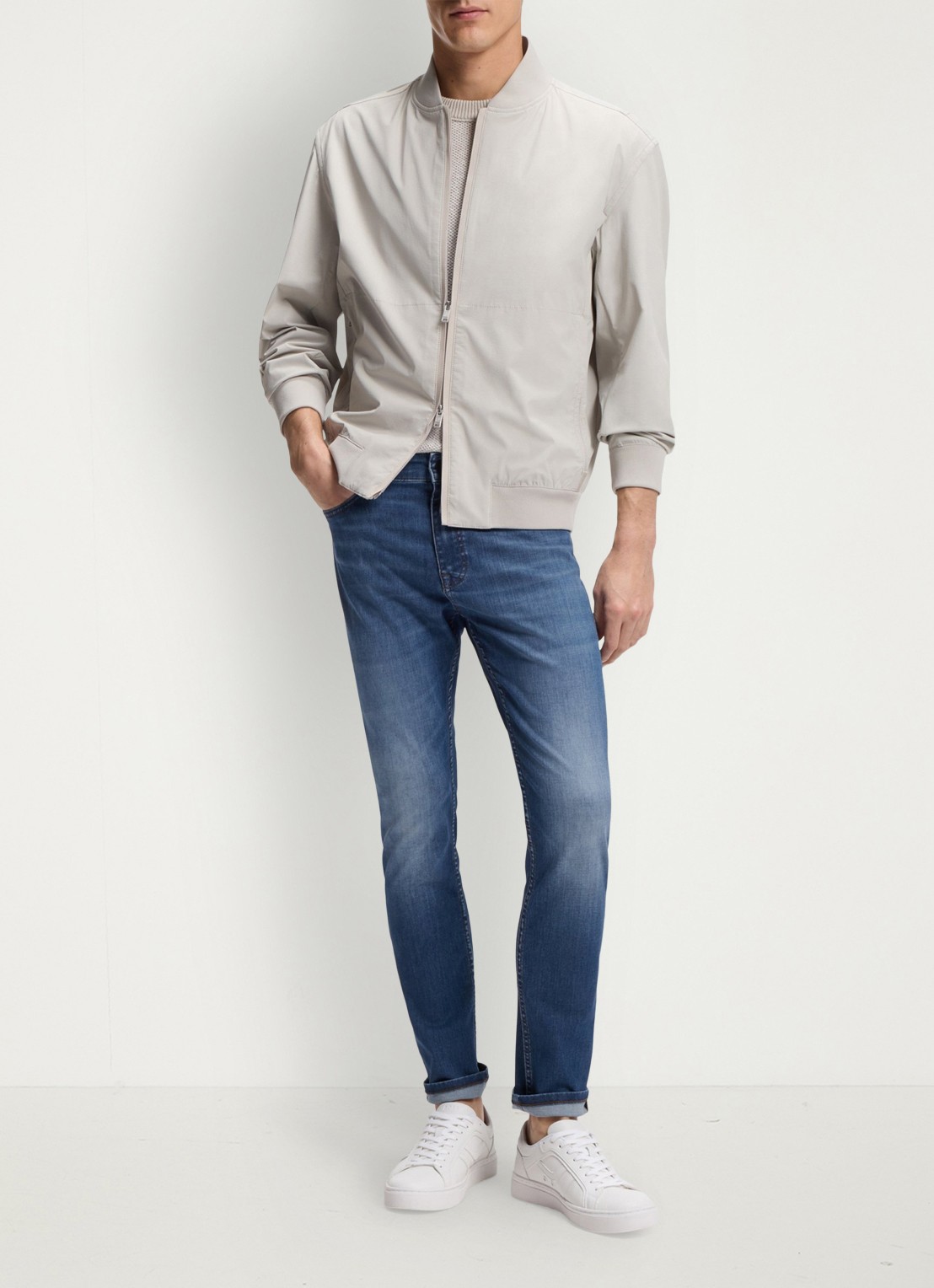 BOSS DELAWARE BO slim fit jeans met medium wassing - voorkant 6 medium blue-422 / blauw