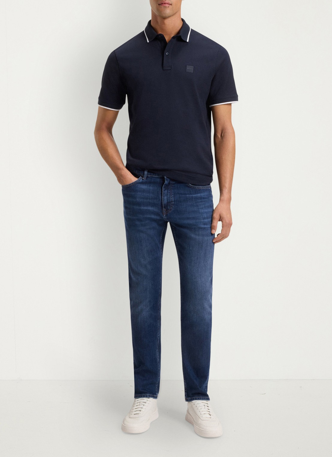 BOSS Delaware Bo slim fit jeans met stretch - voorkant 3 indigo