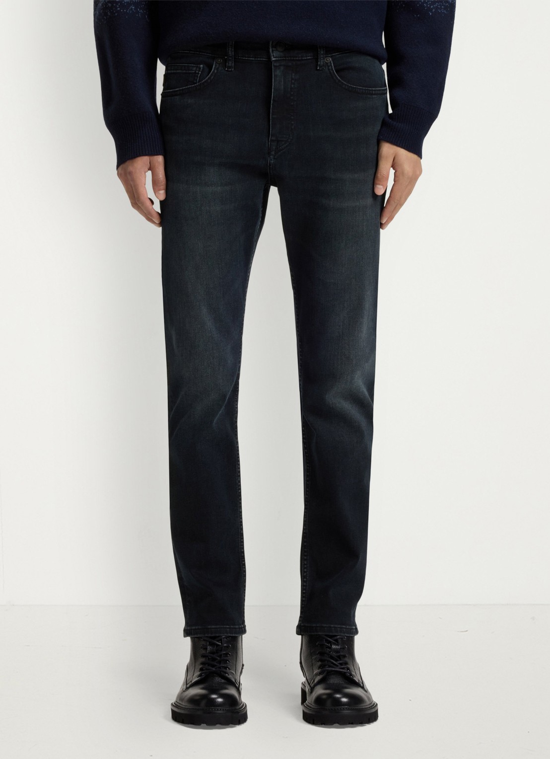 BOSS Delaware slim fit broek met logo - detail 4 denim