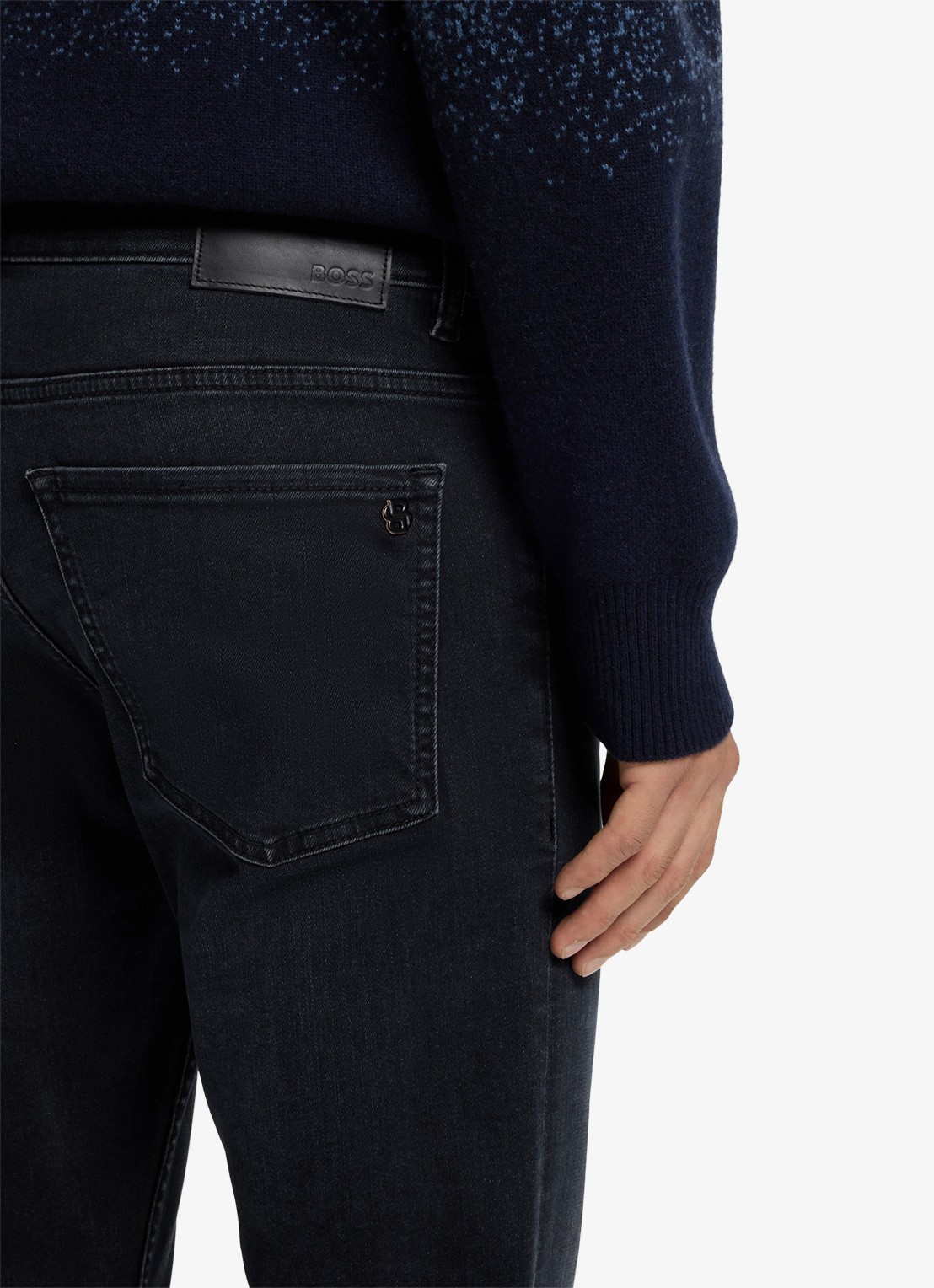 BOSS Delaware slim fit broek met logo - detail 5 denim