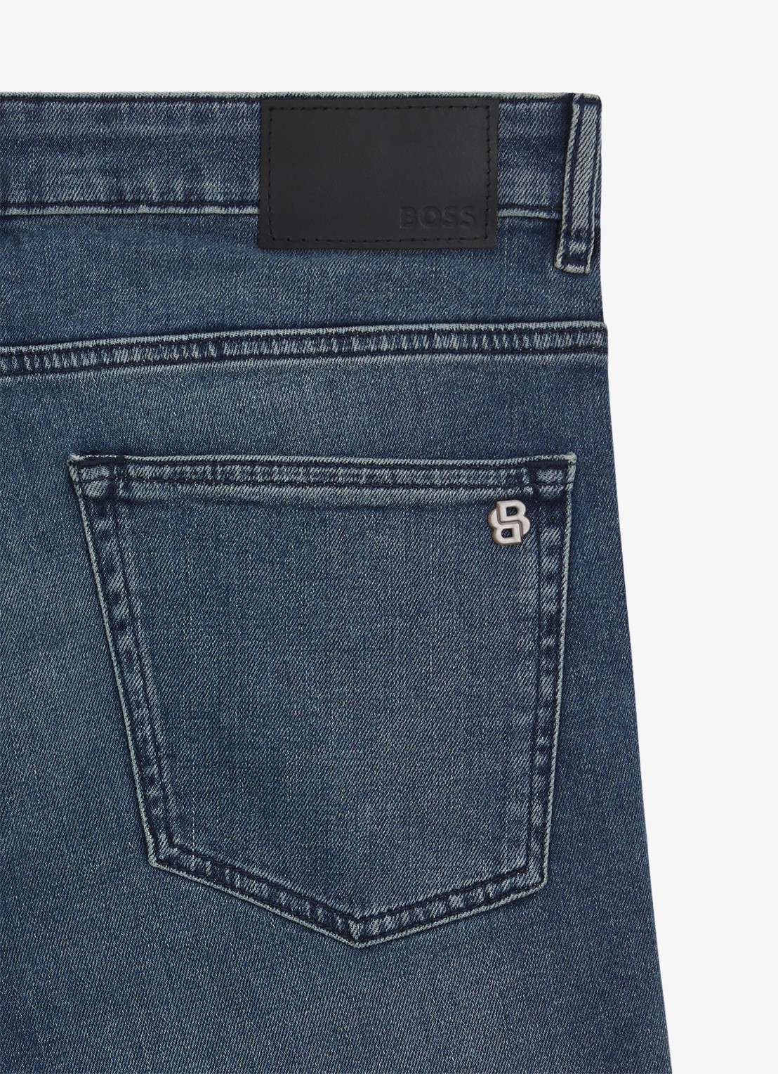 BOSS Delaware slim fit jeans met lichte wassing - detail 5 indigo