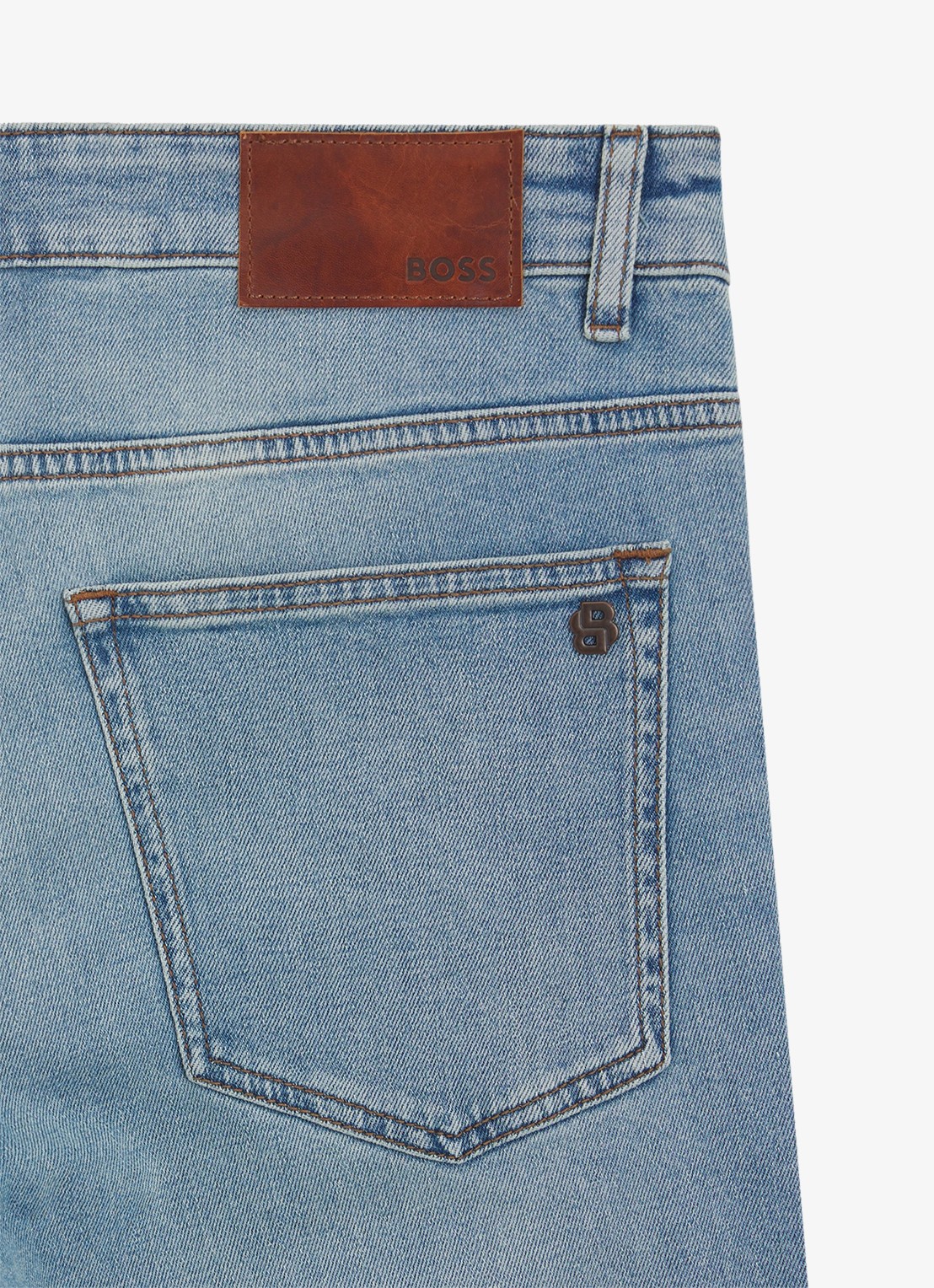 BOSS Delaware slim fit jeans met lichte wassing - detail 3 indigo