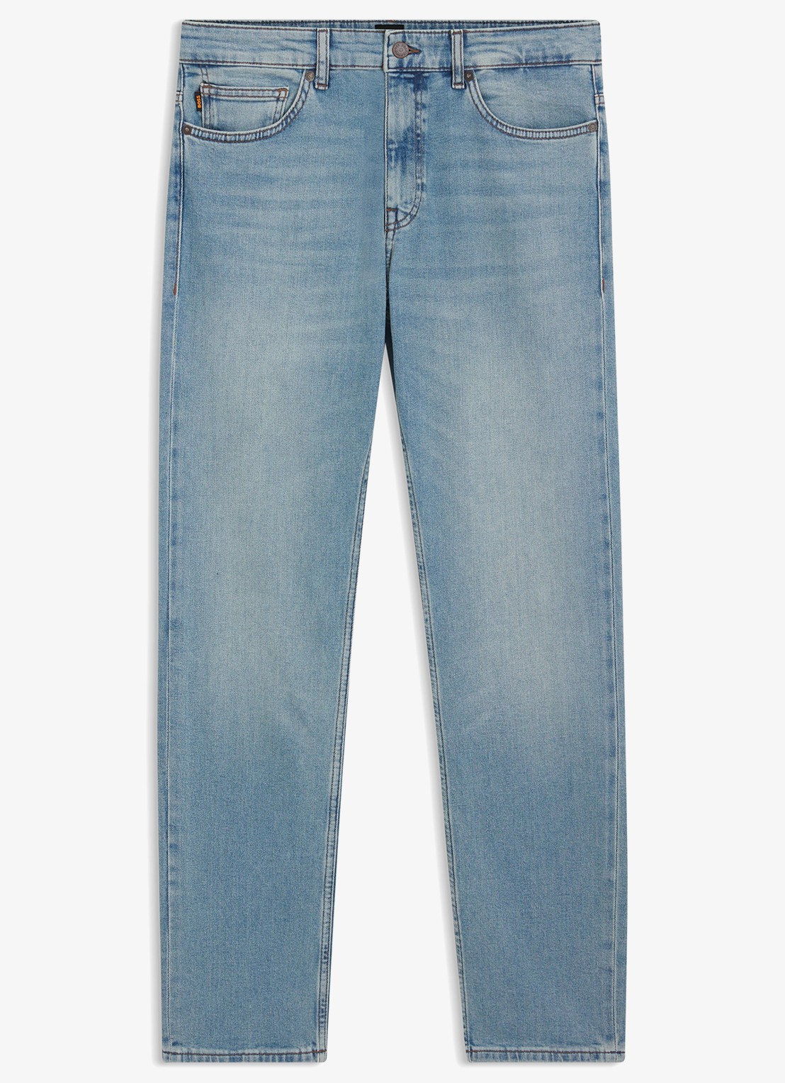 BOSS Delaware slim fit jeans met lichte wassing - voorkant 5 indigo