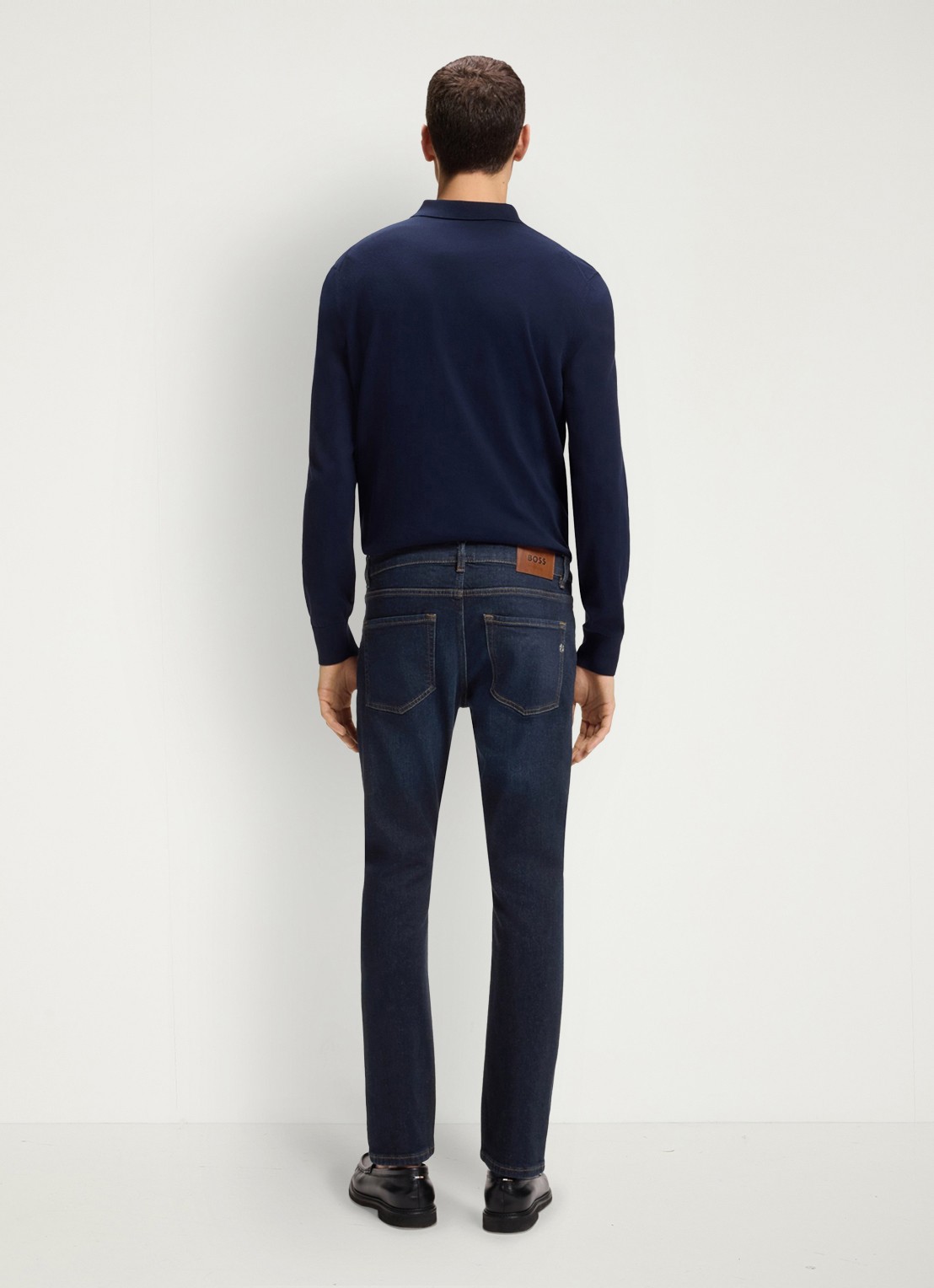 BOSS Delaware slim fit jeans met steekzakken - achterkant 3 indigo