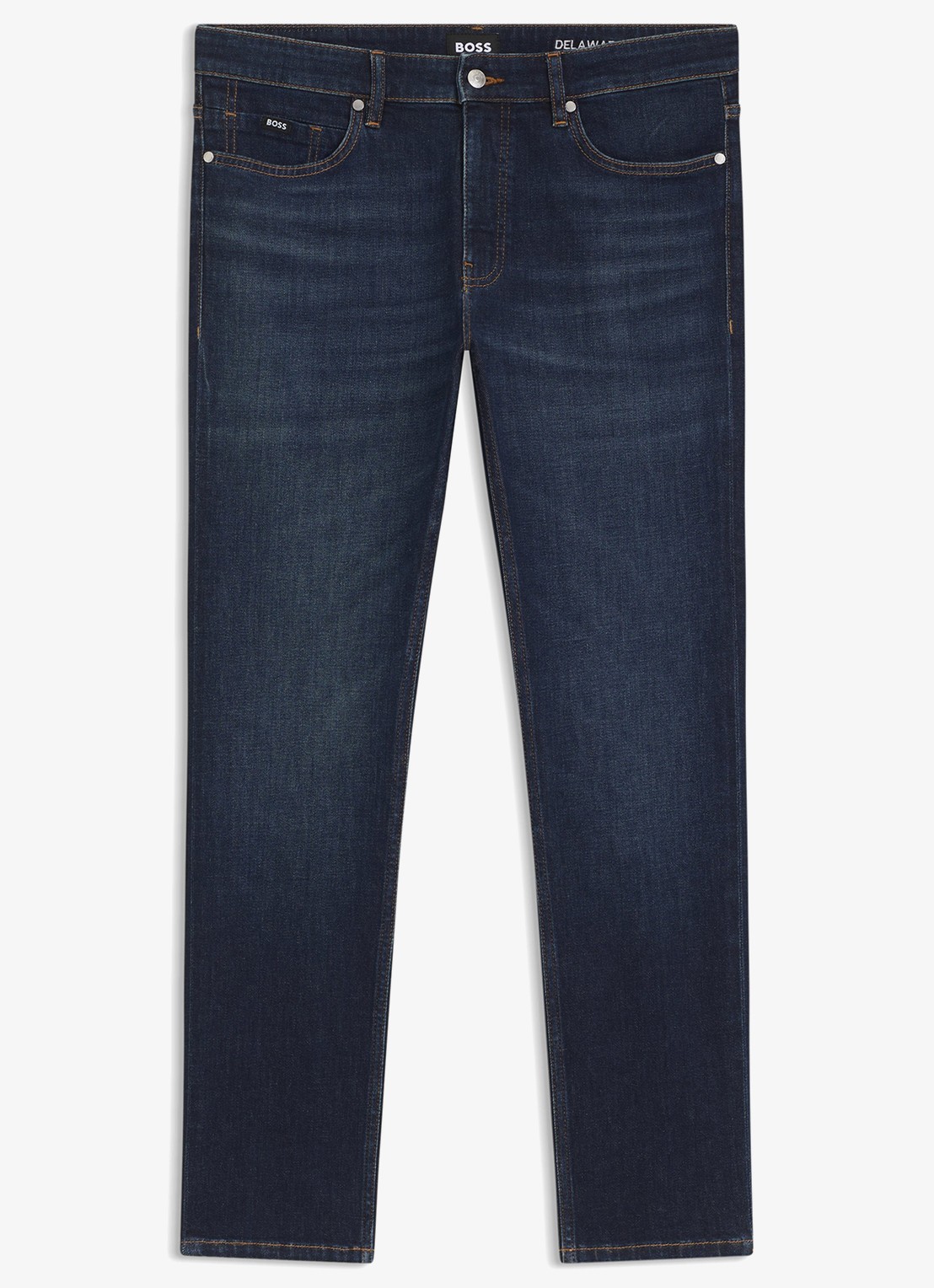 BOSS Delaware slim fit jeans met steekzakken - voorkant indigo