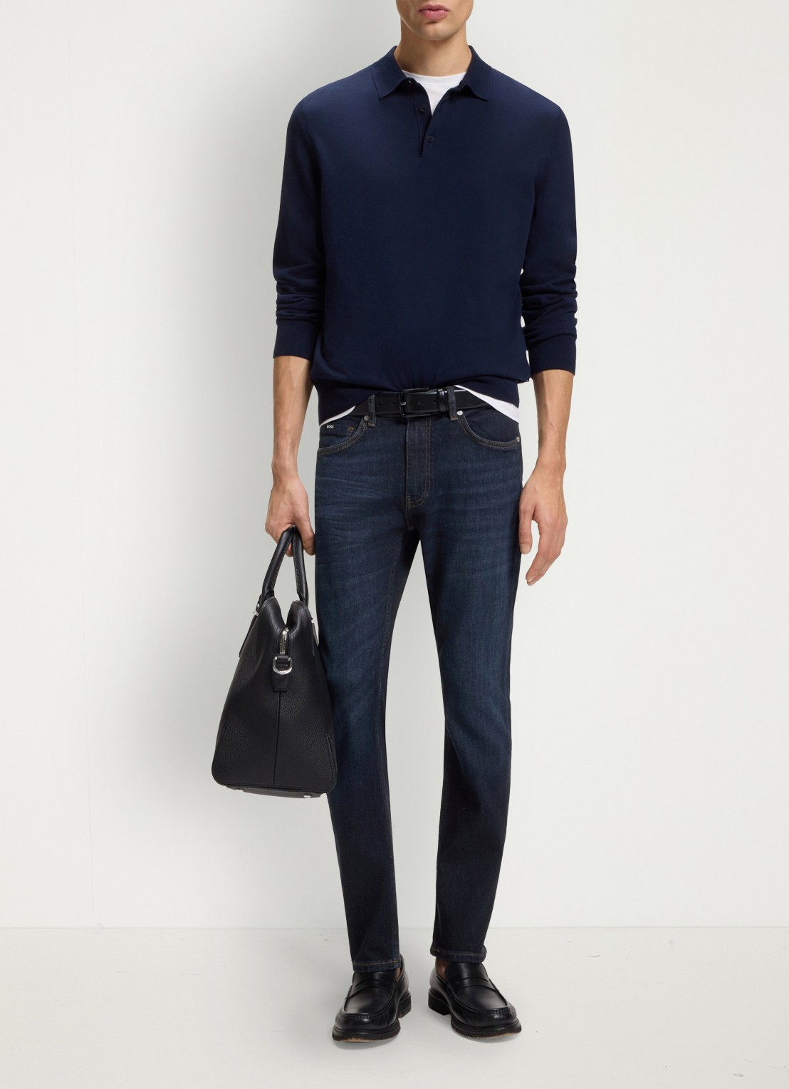 BOSS Delaware slim fit jeans met steekzakken - voorkant 2 indigo