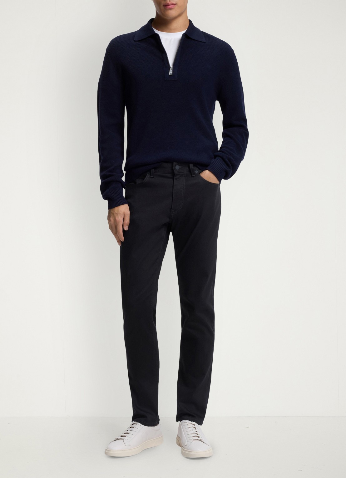BOSS Delaware slim fit jeans met steekzakken - voorkant 3 donkerblauw