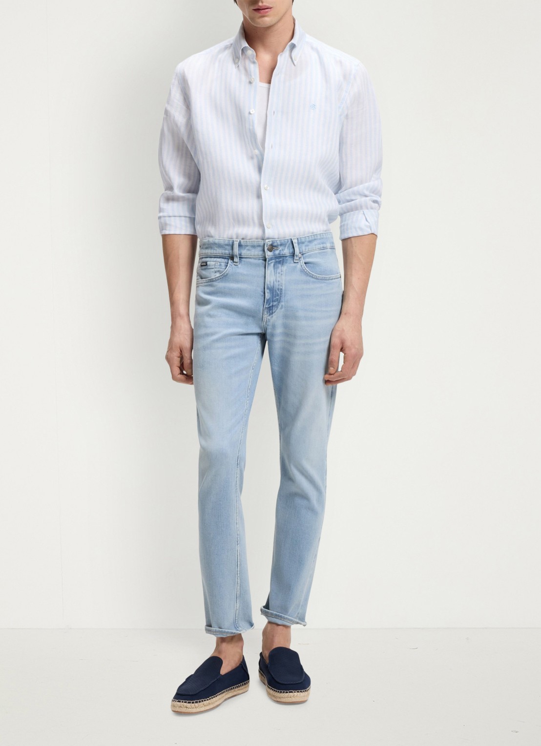 BOSS Delaware slim-fit jeans met stretch - voorkant 6 indigo