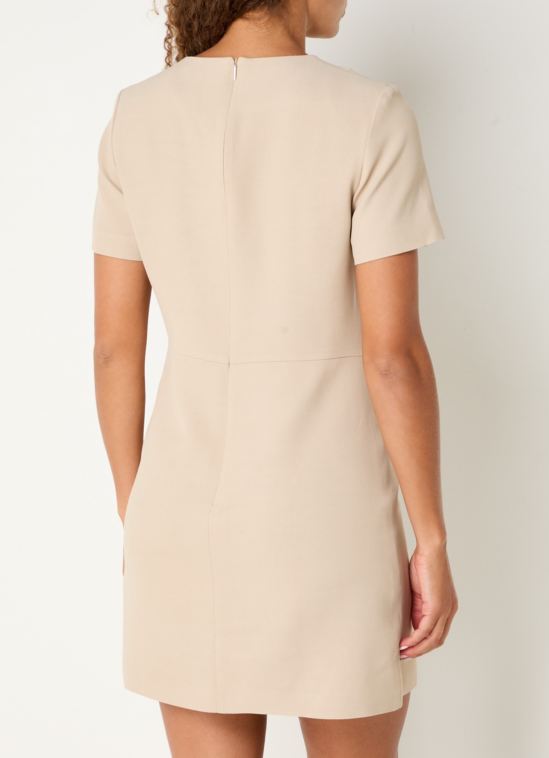 BOSS Dindera mini jurk met ronde hals - achterkant 4 beige