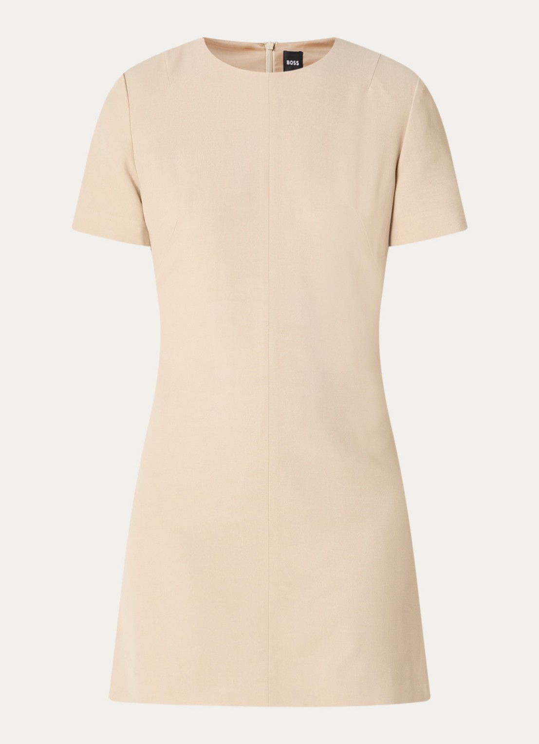 BOSS Dindera mini jurk met ronde hals - voorkant 2 beige