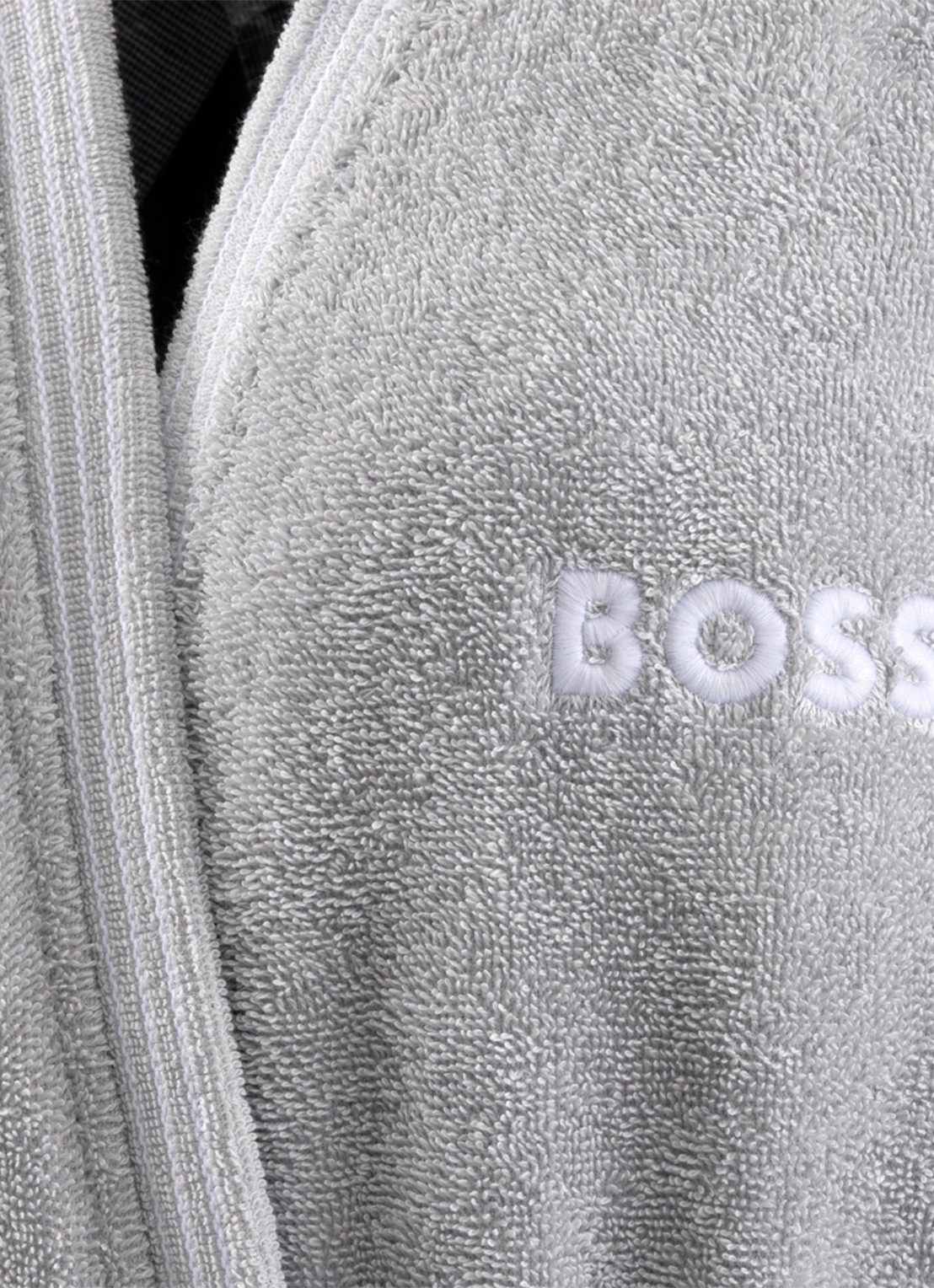 BOSS Edge badjas met logoborduring - voorkant 4 grijs