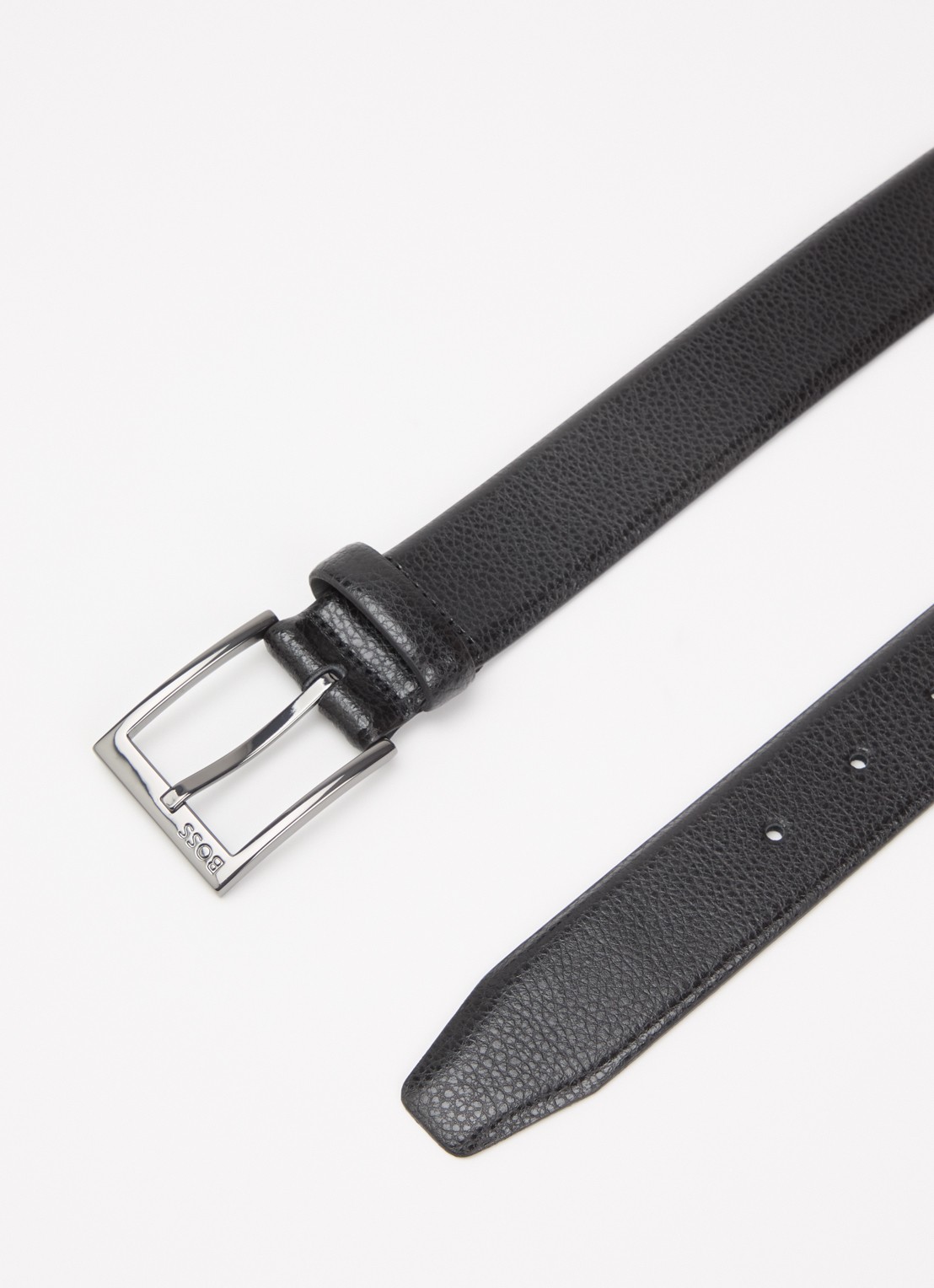 BOSS Elloy riem van leer - detail 2 zwart