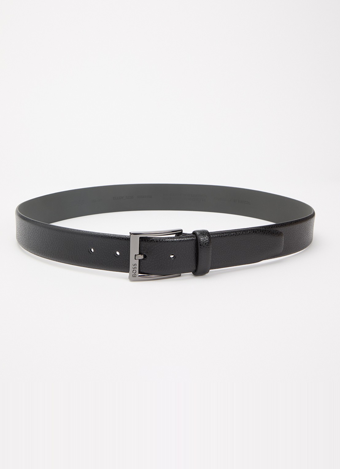 BOSS Elloy riem van leer - voorkant zwart