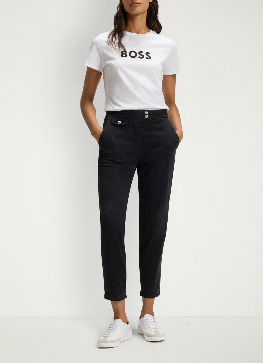 BOSS Elogo T-shirt met logo - voorkant 2 wit