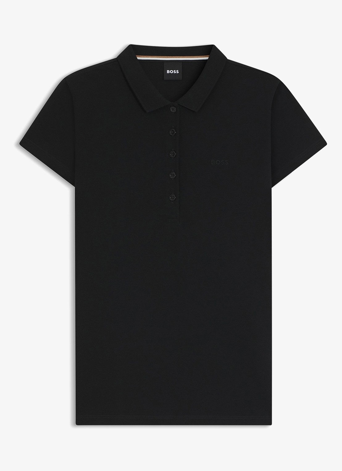 BOSS Epola polo piqué katoen met logoborduring - voorkant 4 zwart