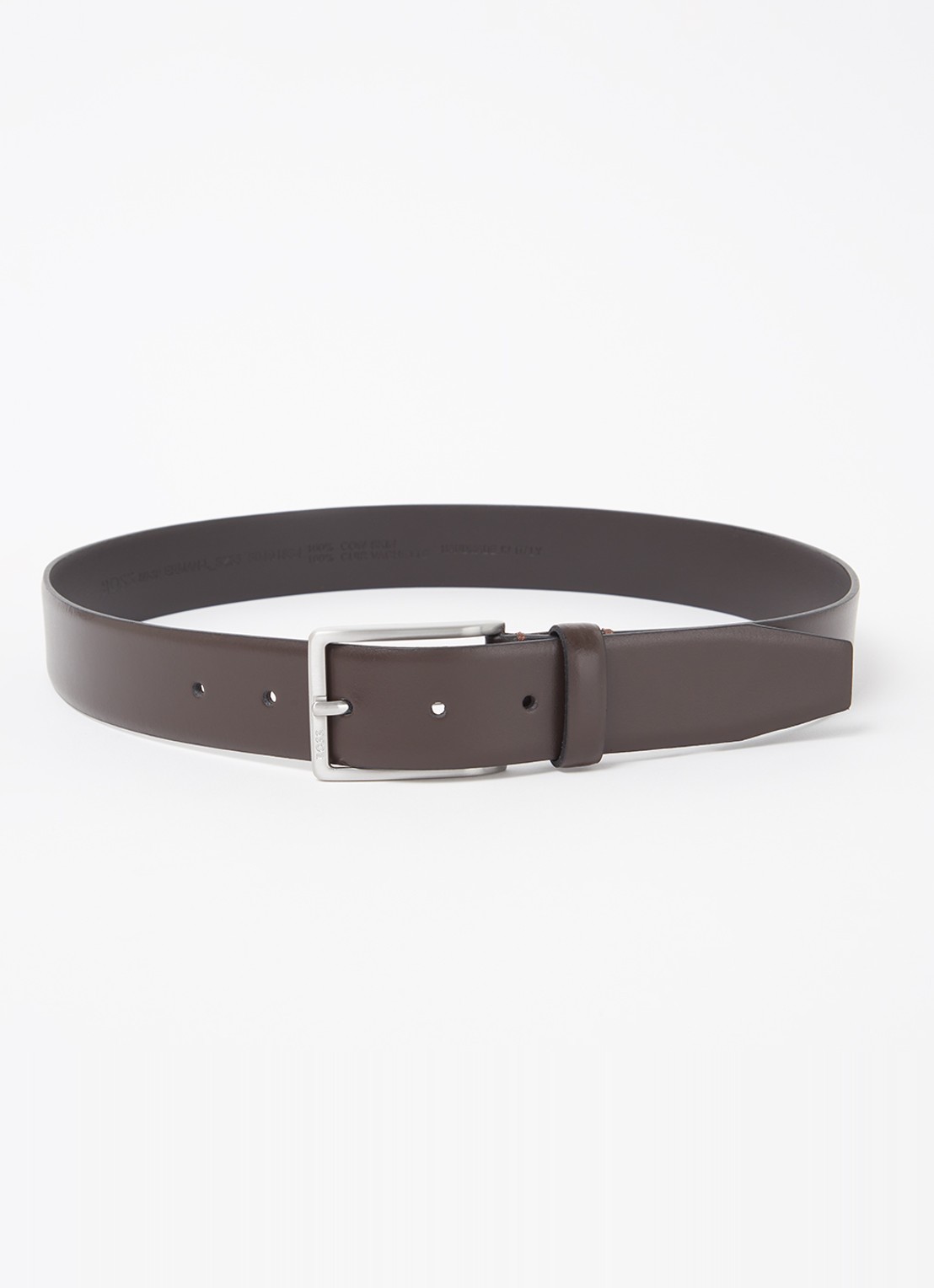 BOSS Erman-L riem van leer  - voorkant 3 donkerbruin