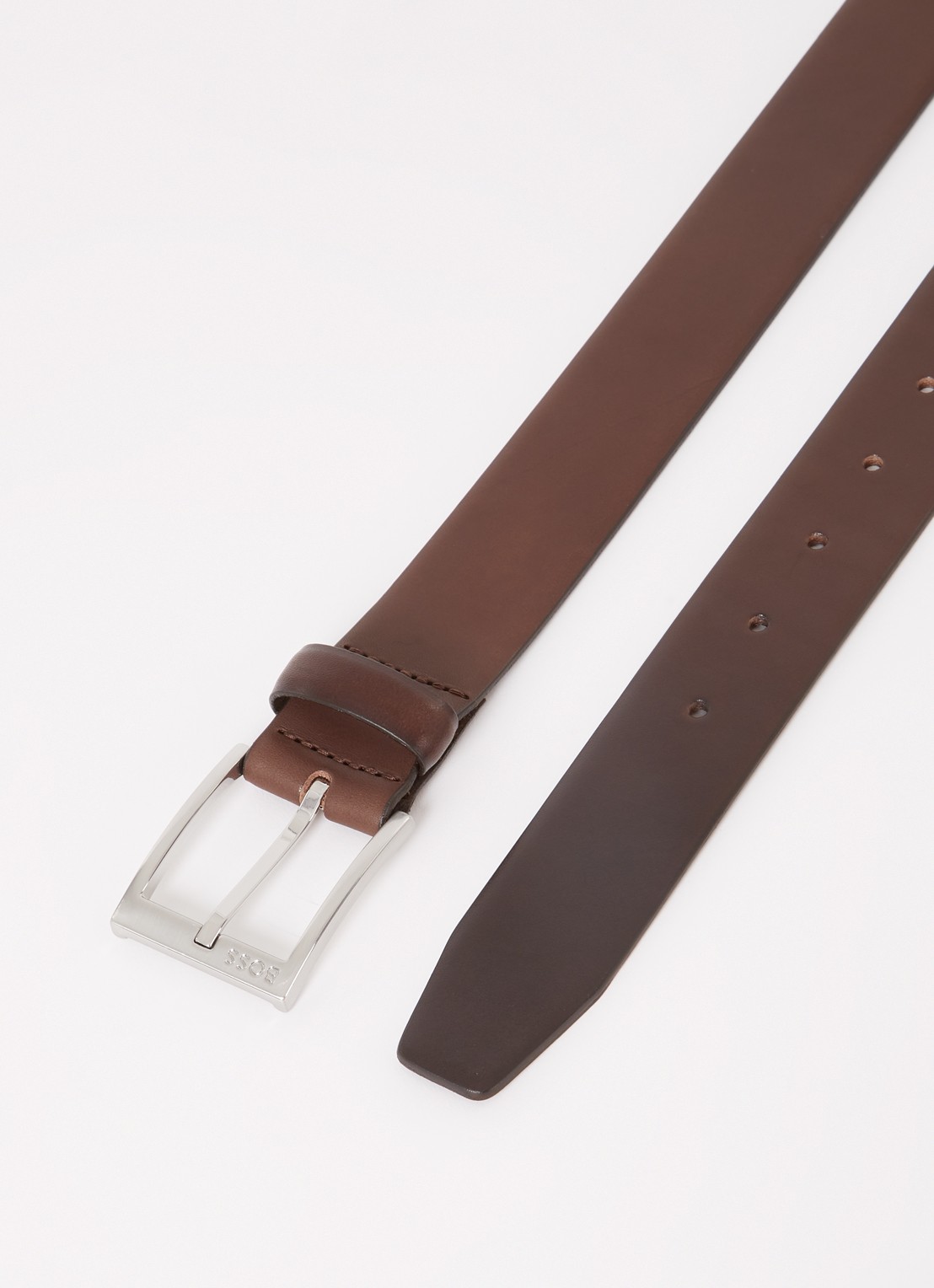 BOSS Erron riem van leer - detail donkerbruin
