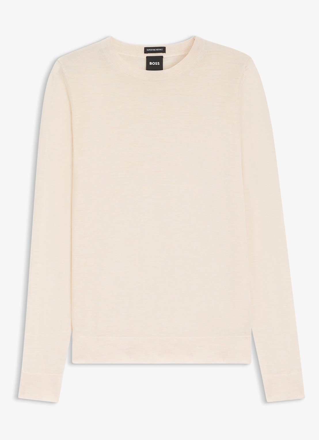 BOSS Ferpina fijngebreide pullover van scheerwol - voorkant 2 beige