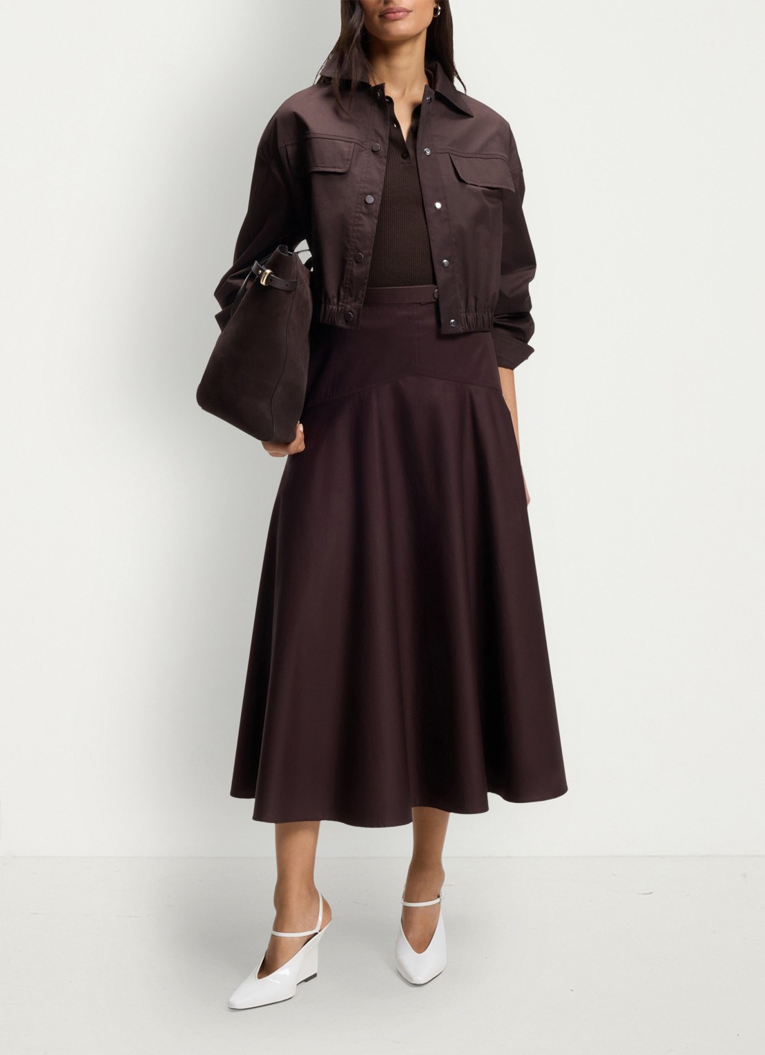 BOSS Feskus ribgebreide polo met logostiksel - voorkant 2 dark brown-207 / bruin