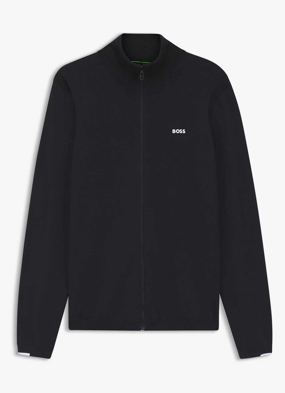BOSS Fijngebreid vest met logo - voorkant 2 donkerblauw