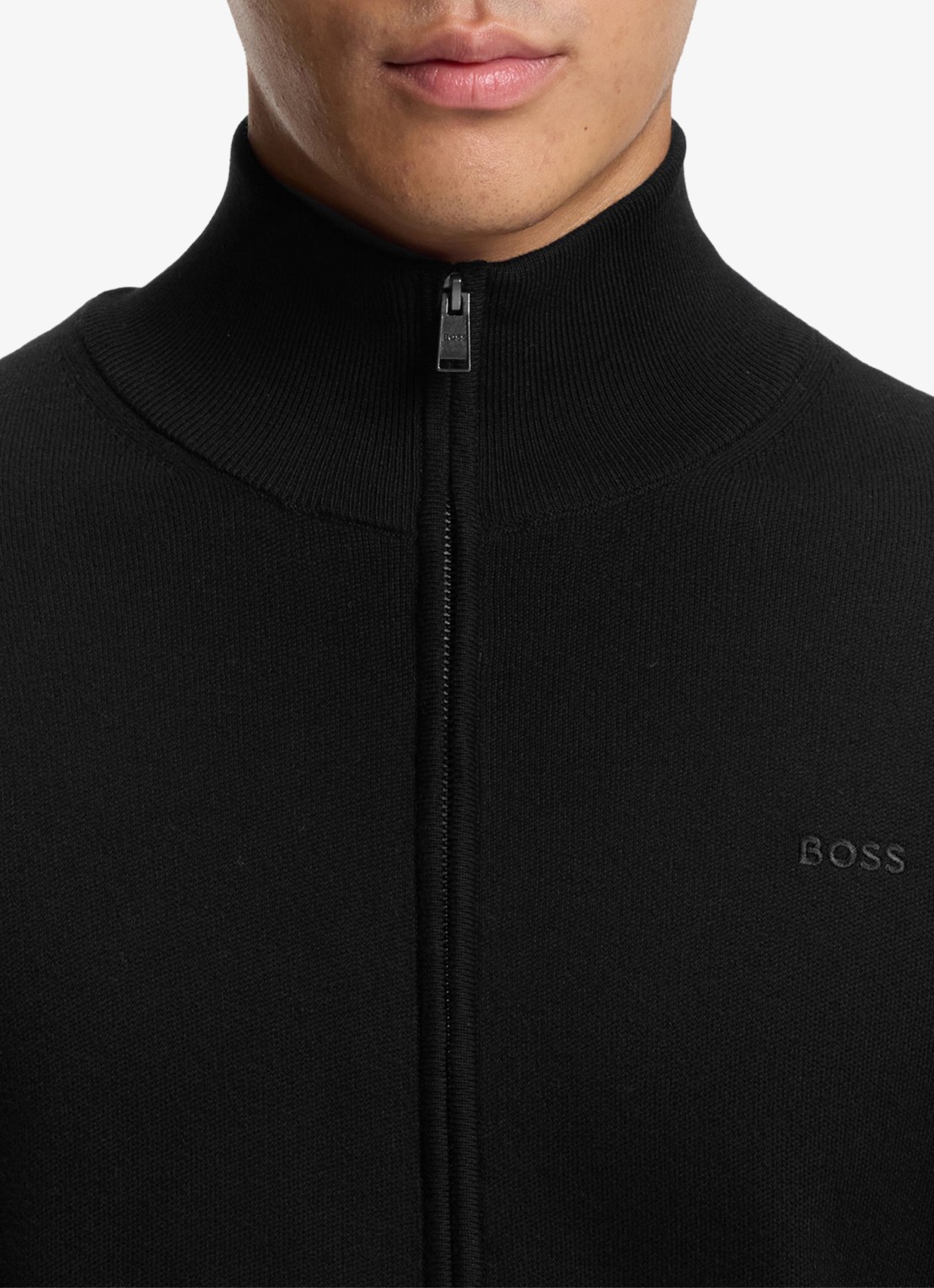 BOSS Fijngebreid vest met logo - detail 5 zwart